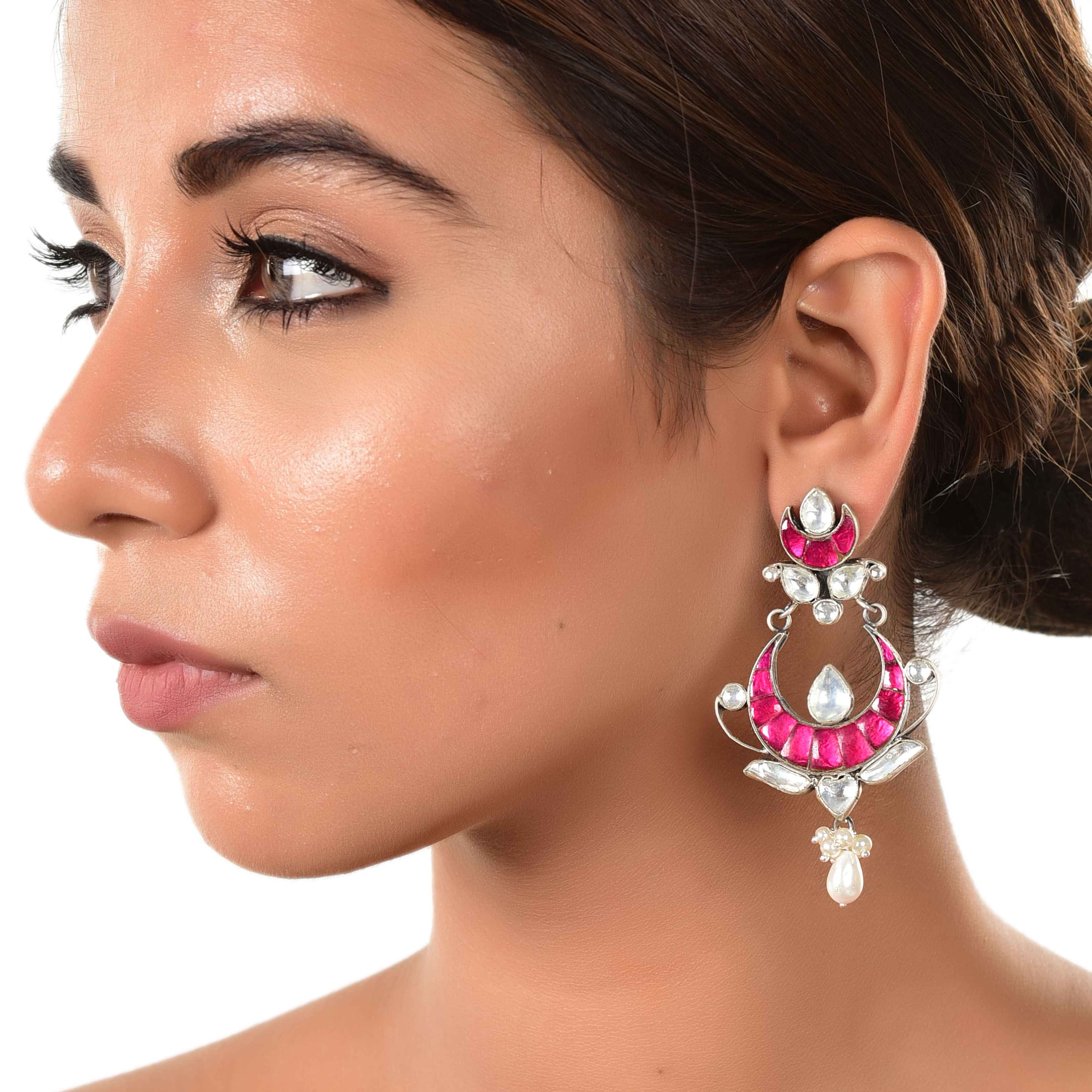 kundan-earring-with-red-stones-and-pearl-kundan-pearl-jewellery--sku-6077