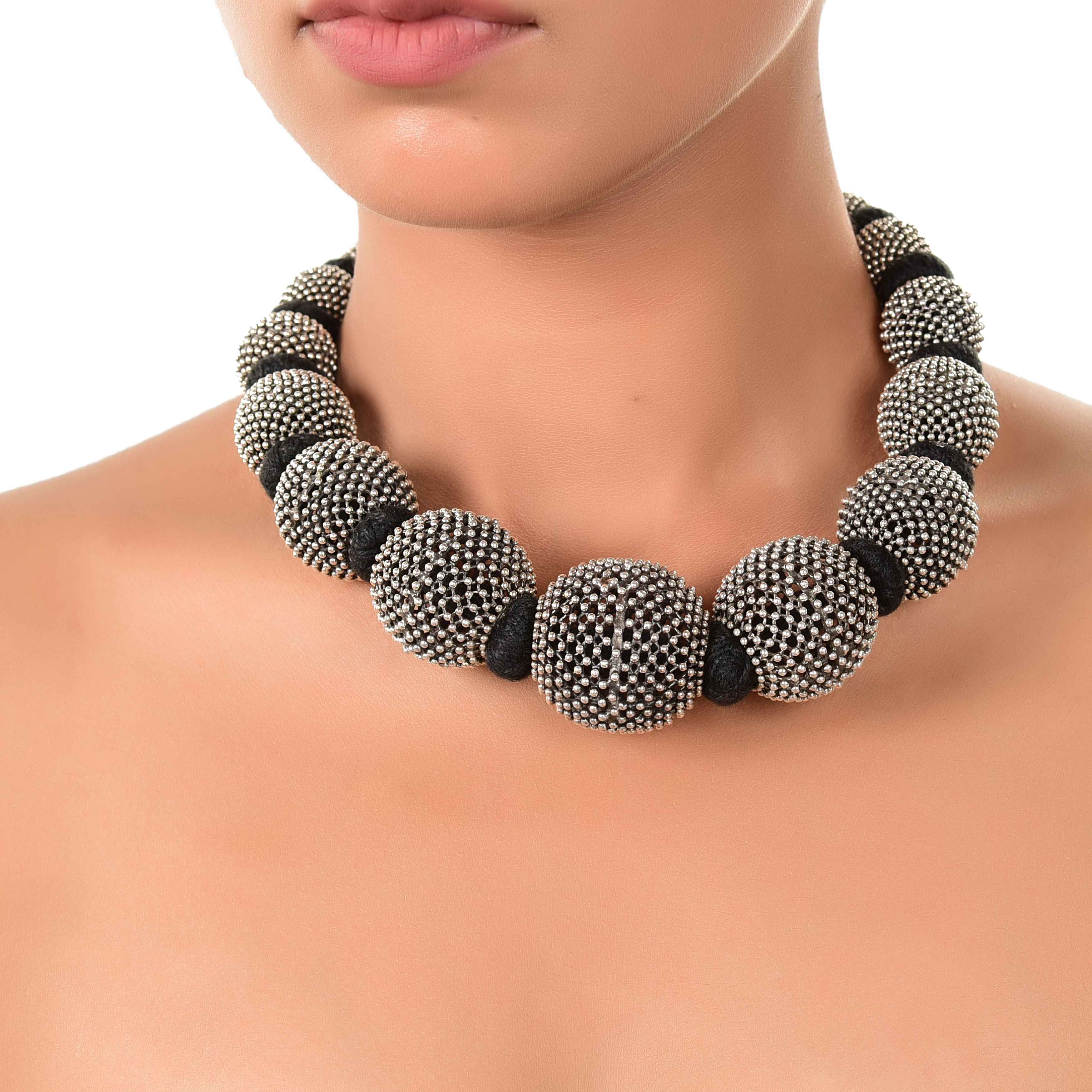 silver-big-round-beads-necklaces-sku-6093