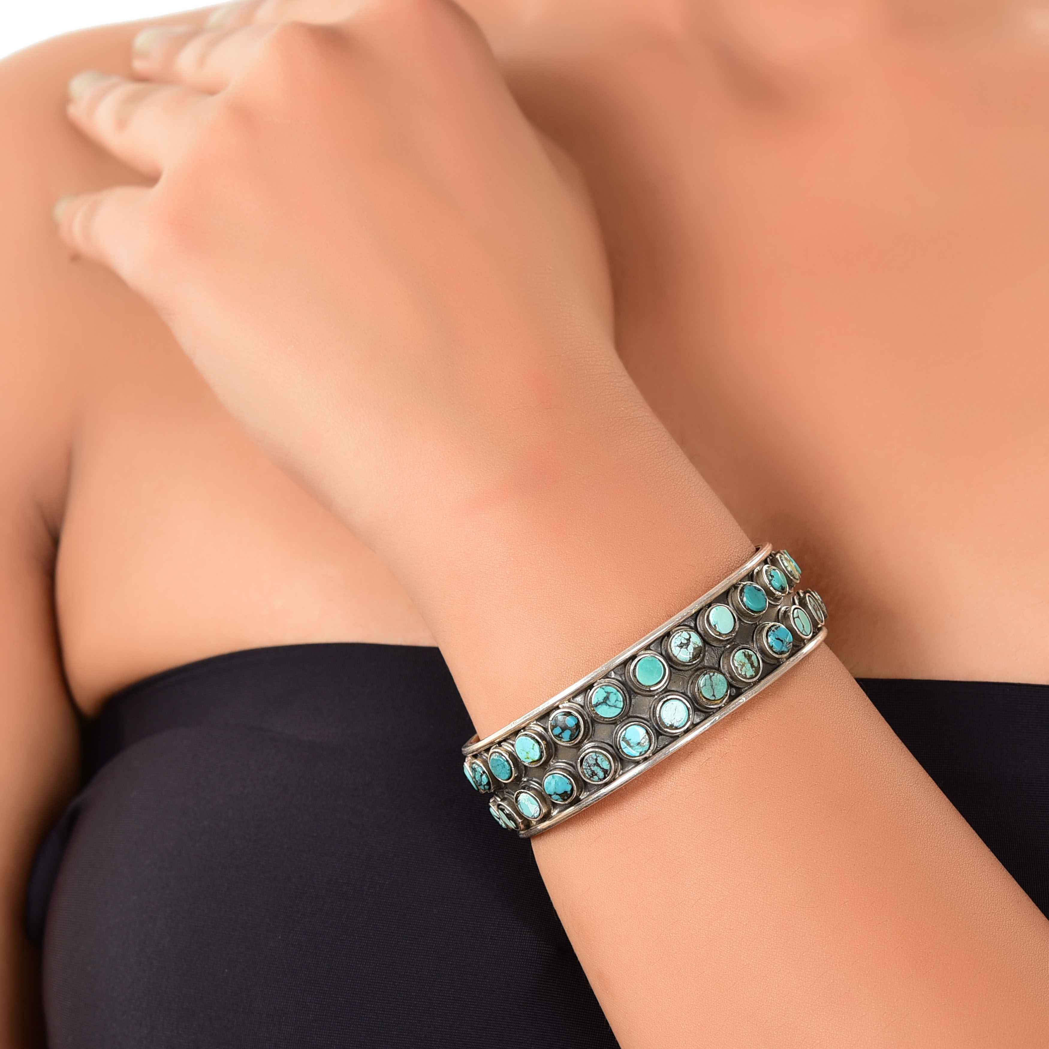 Turquoise two line cuff, bangles :SKU6121