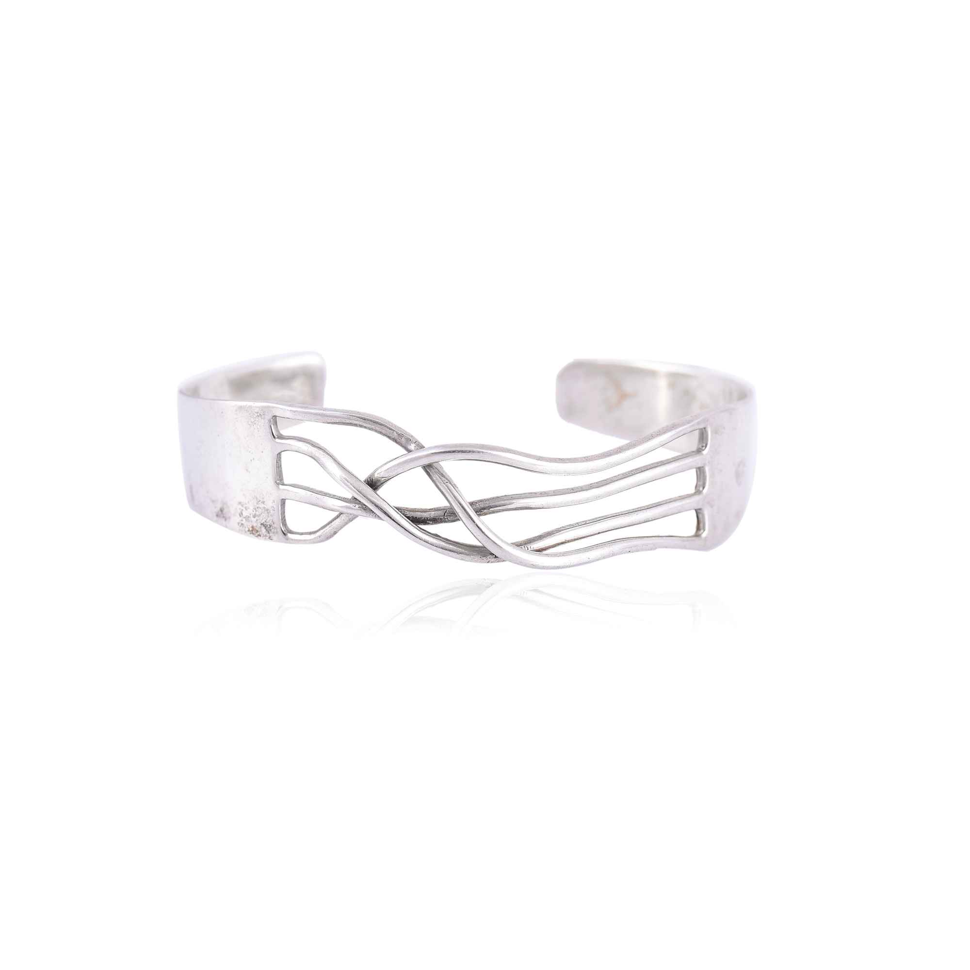 silver-interlink-lines-cuff-sku-7441