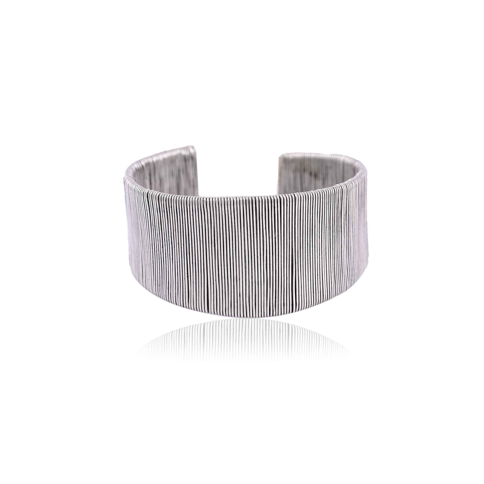 Silver wired bangle cuff :SKU7454