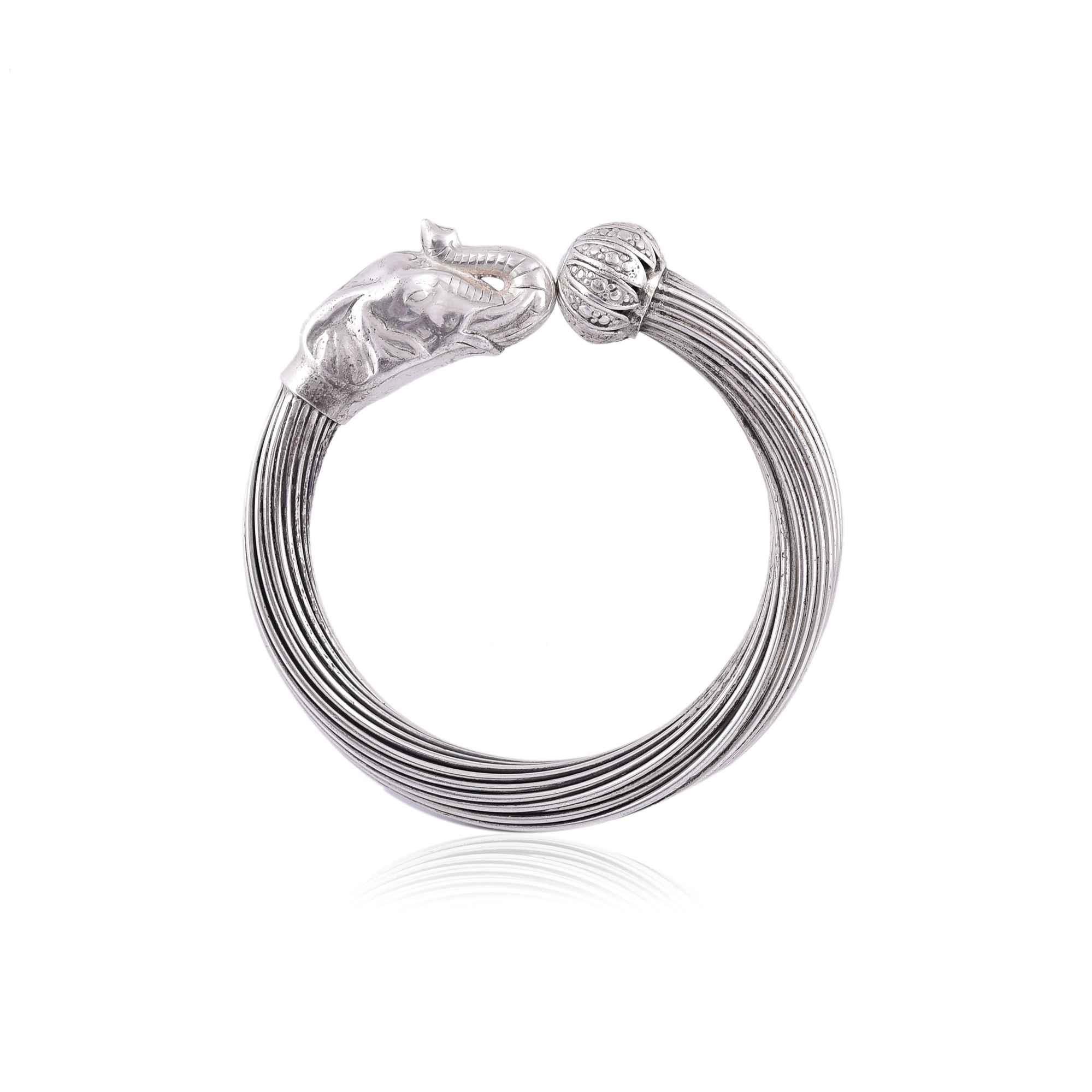 silver-elephant-face-cuff-bangle-sku-i7456