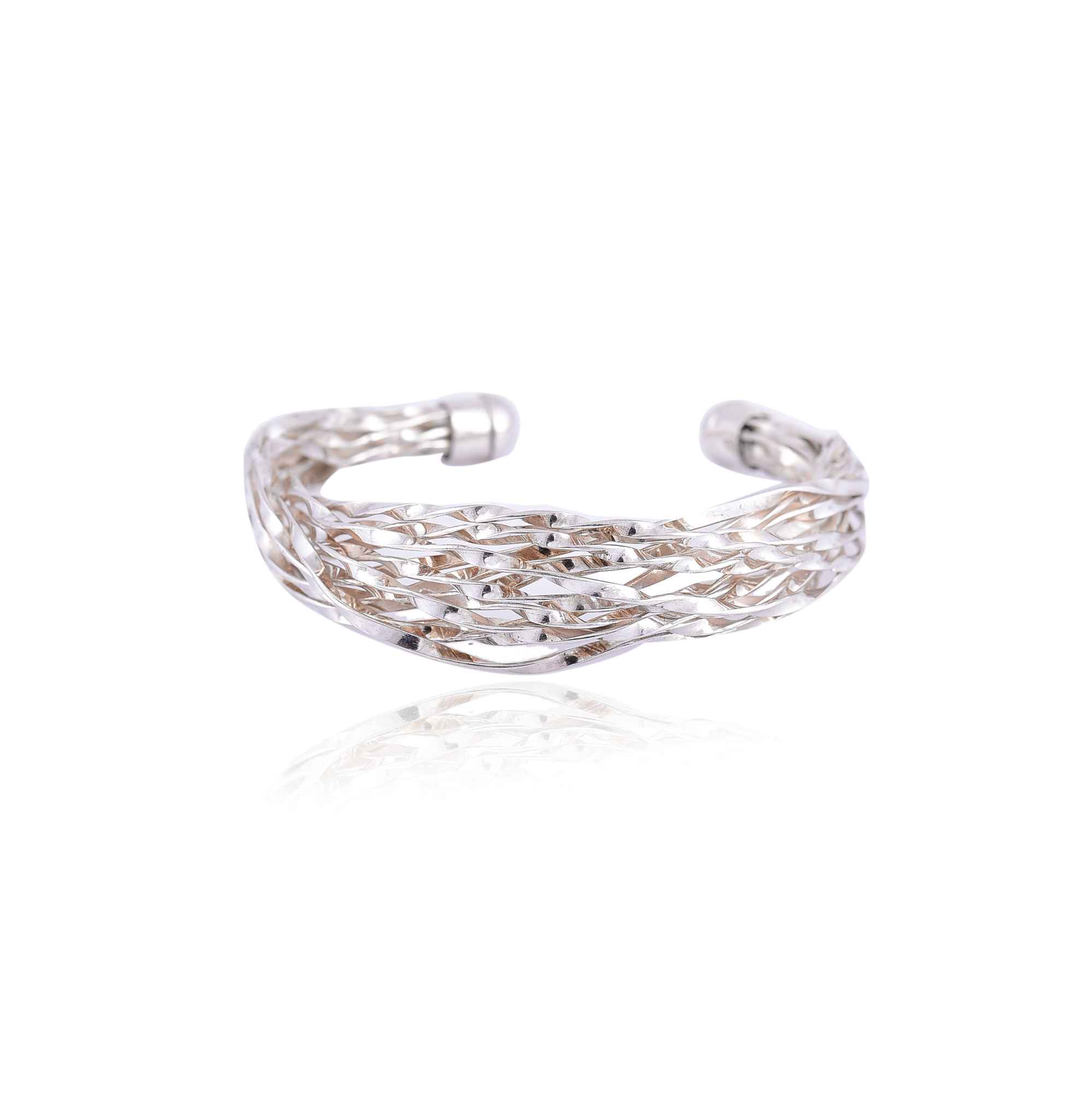 Silver twisted lines cuff :SKU7459