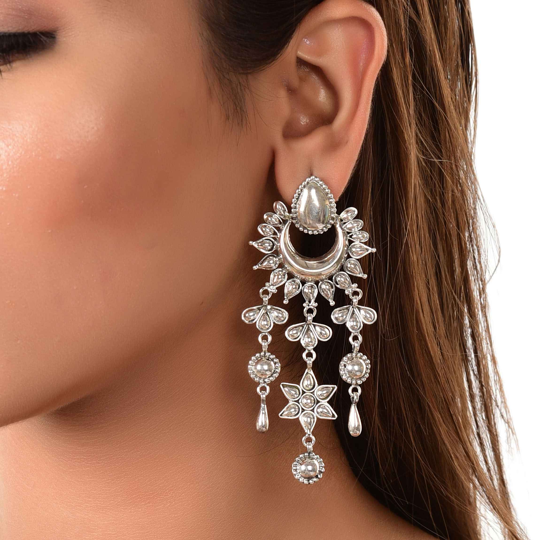 Silver Oxidised earring, 925 sterling silver earrings :SKU6180