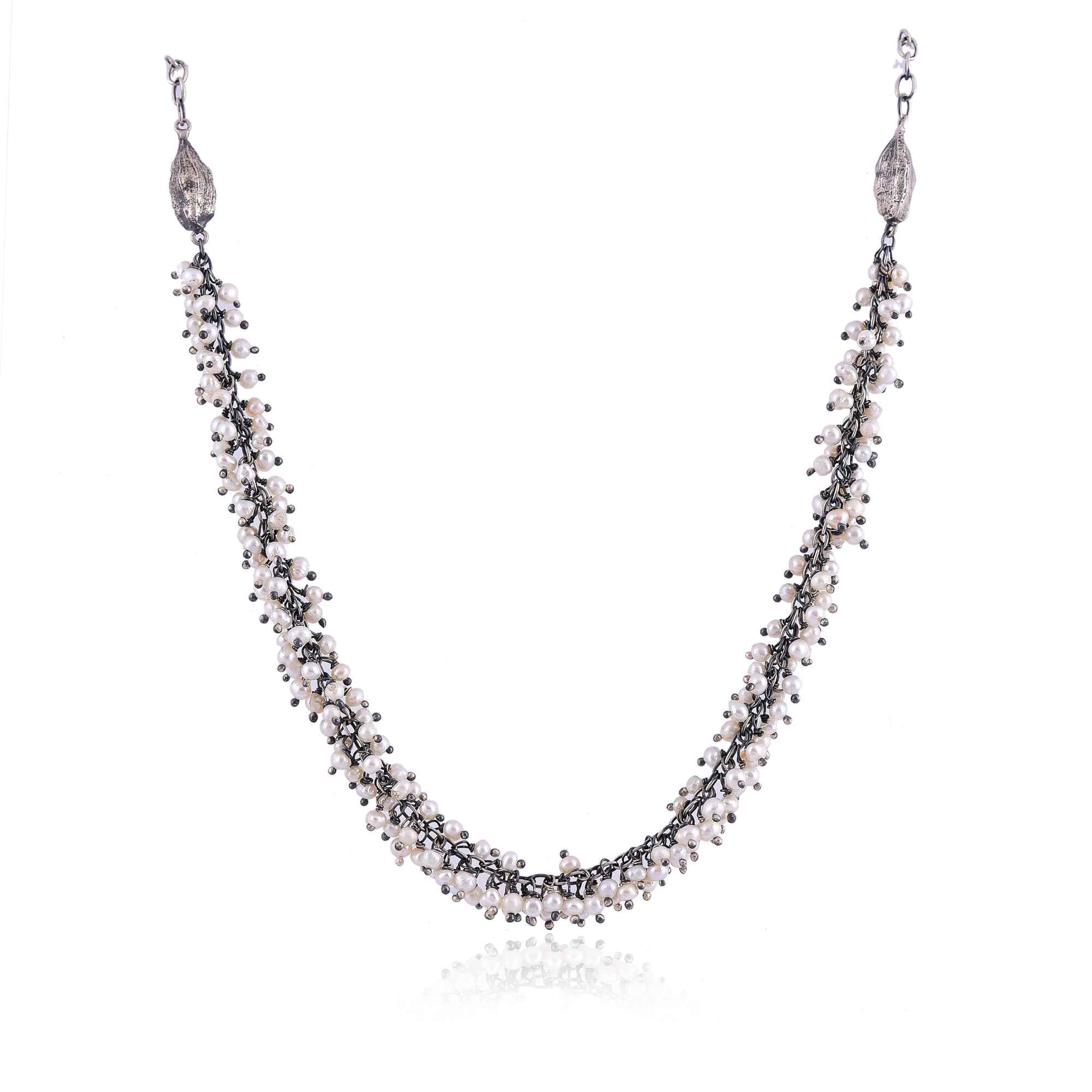 Silver pearl necklace :SKU6089