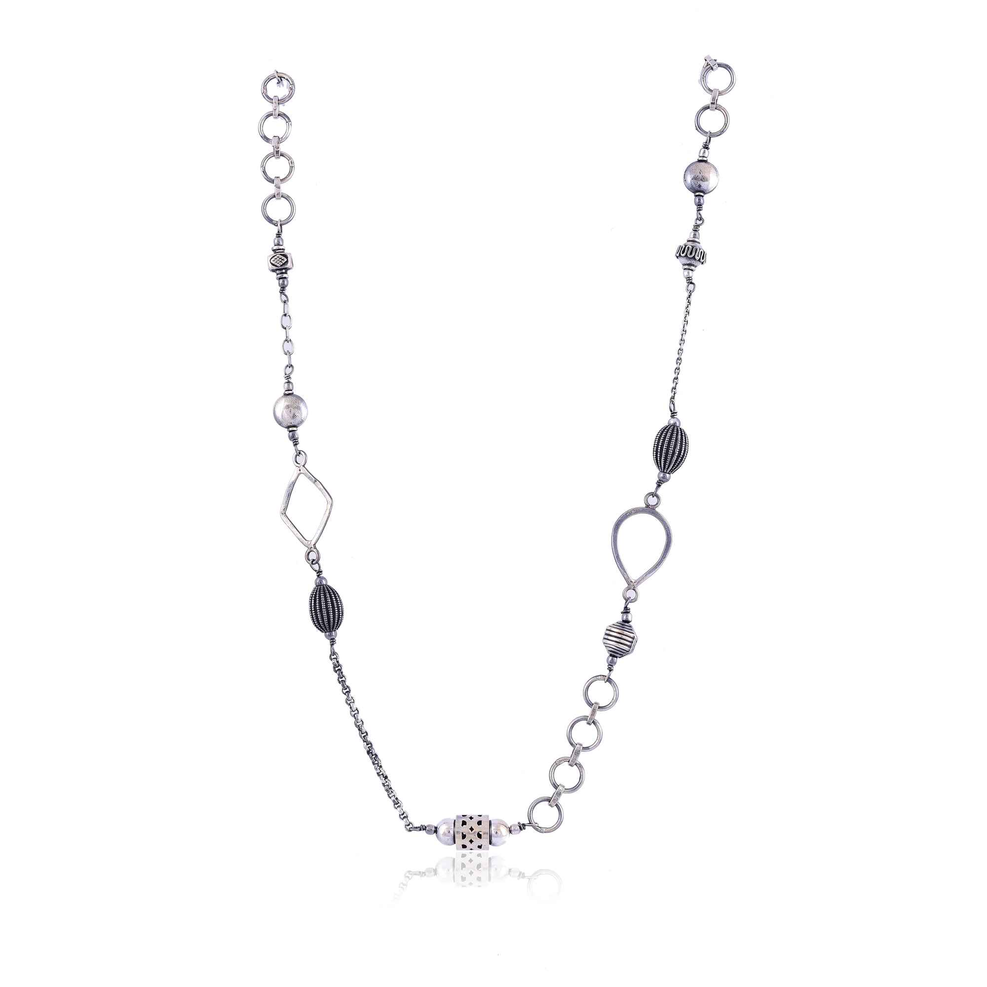 Silver trendy chain necklace :SKU6162