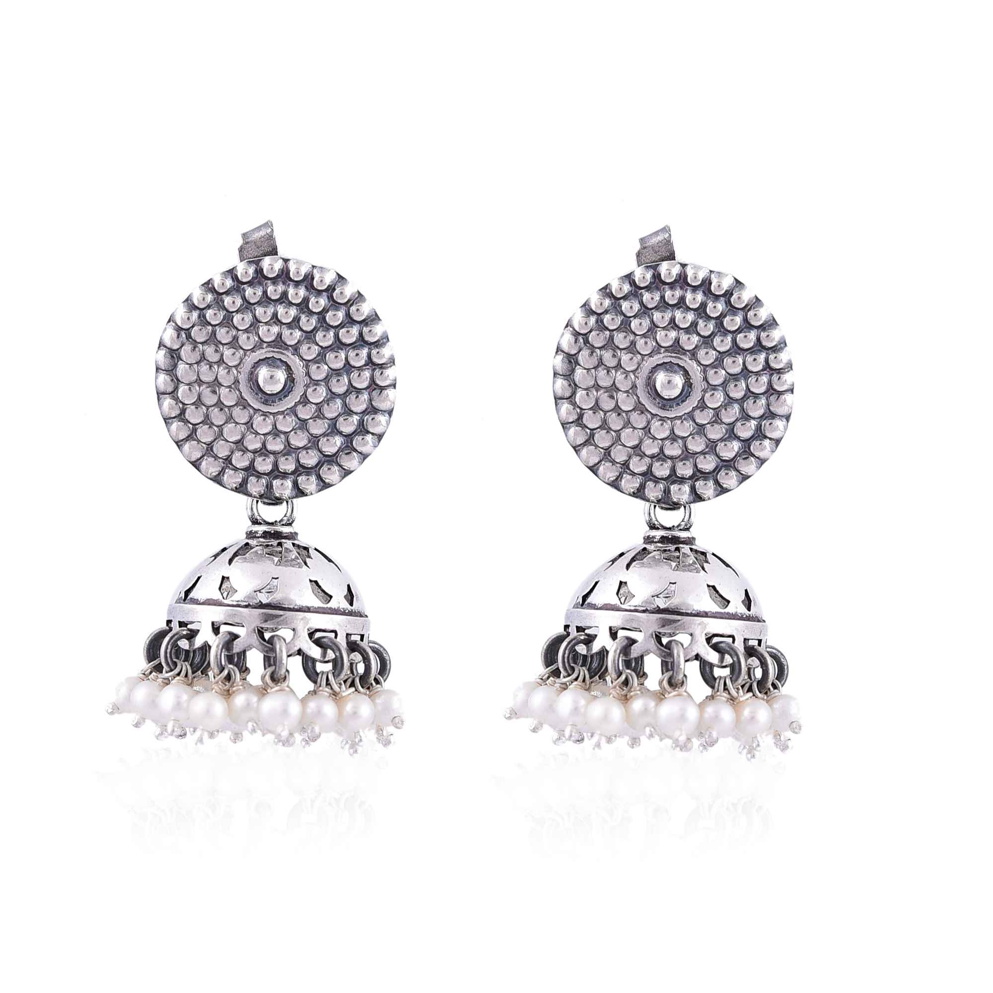 Silver jhumka earring :SKU7519