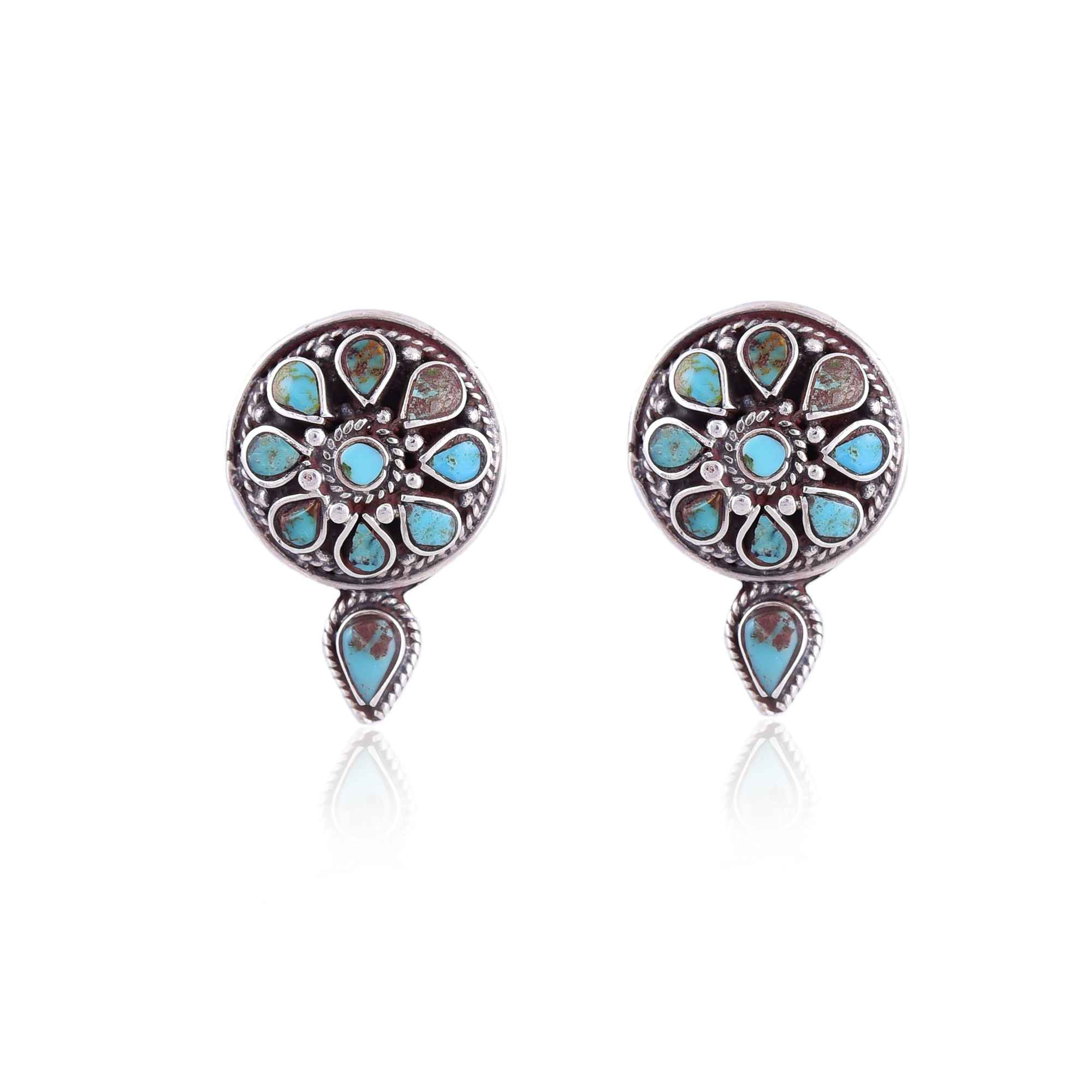 Silver Turquoise stud,tibetan jewellery :SKU5971