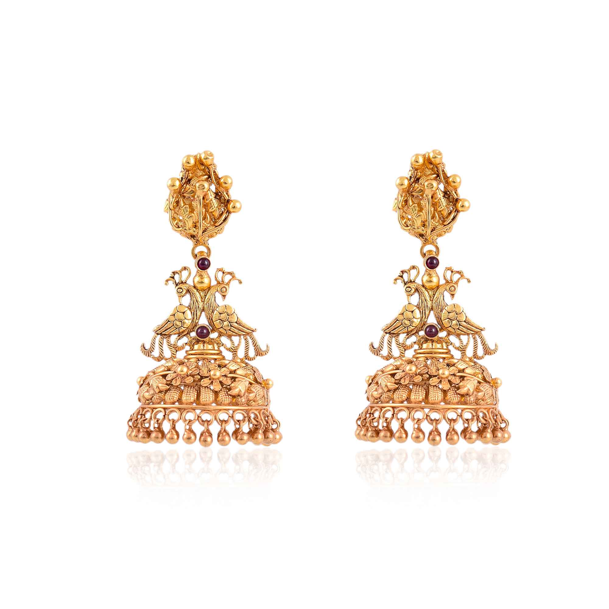 gold-plated-silver-two-peacock-earring-sku-6174