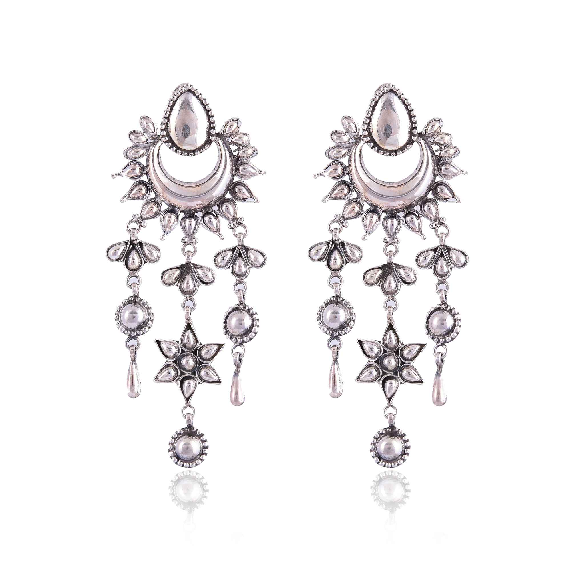 Silver Oxidised earring, 925 sterling silver earrings :SKU6180