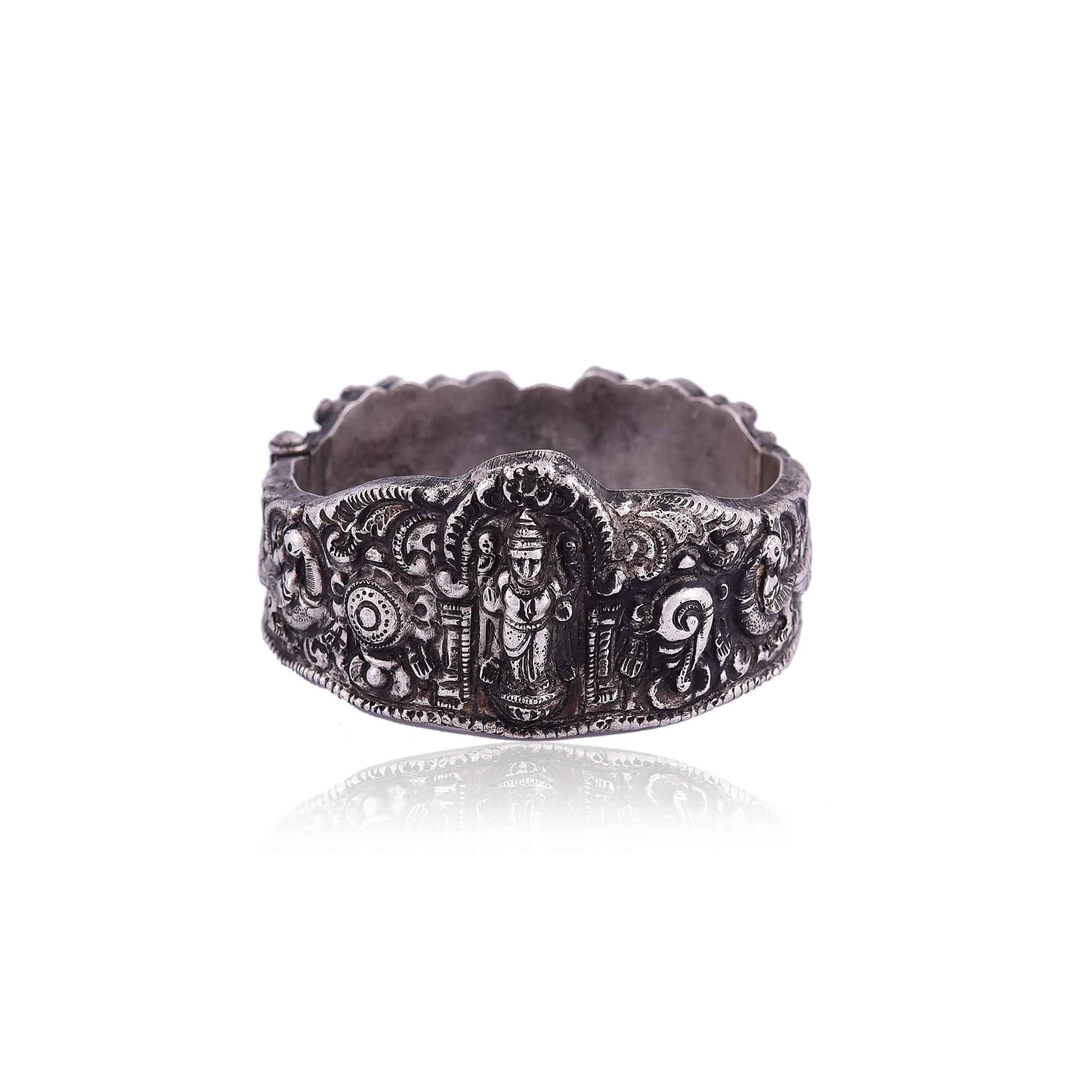 Temple collection engraved silver bangle,temple bridal jewellery  :SKU6155