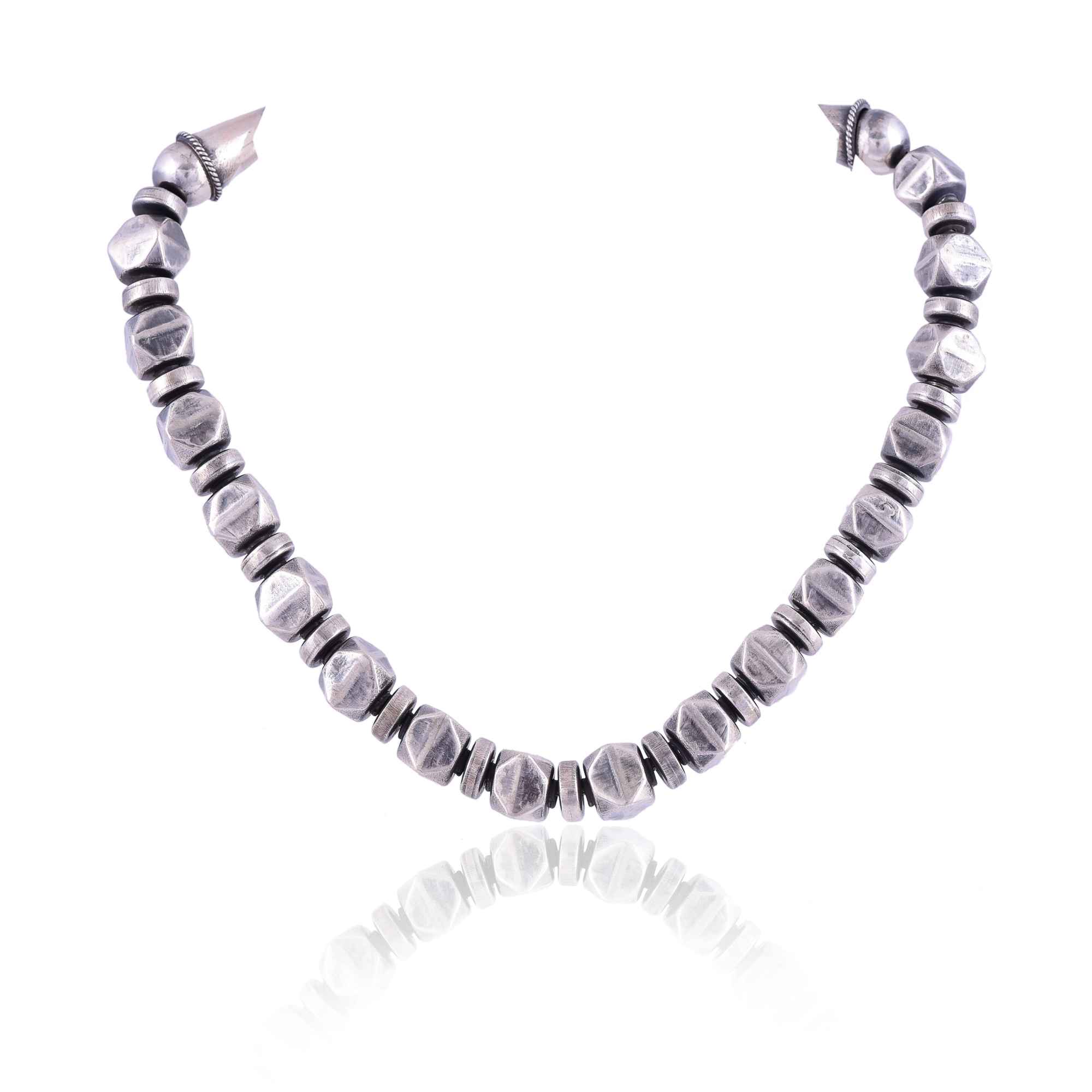 Silver Plain beads Necklace :SKU6094