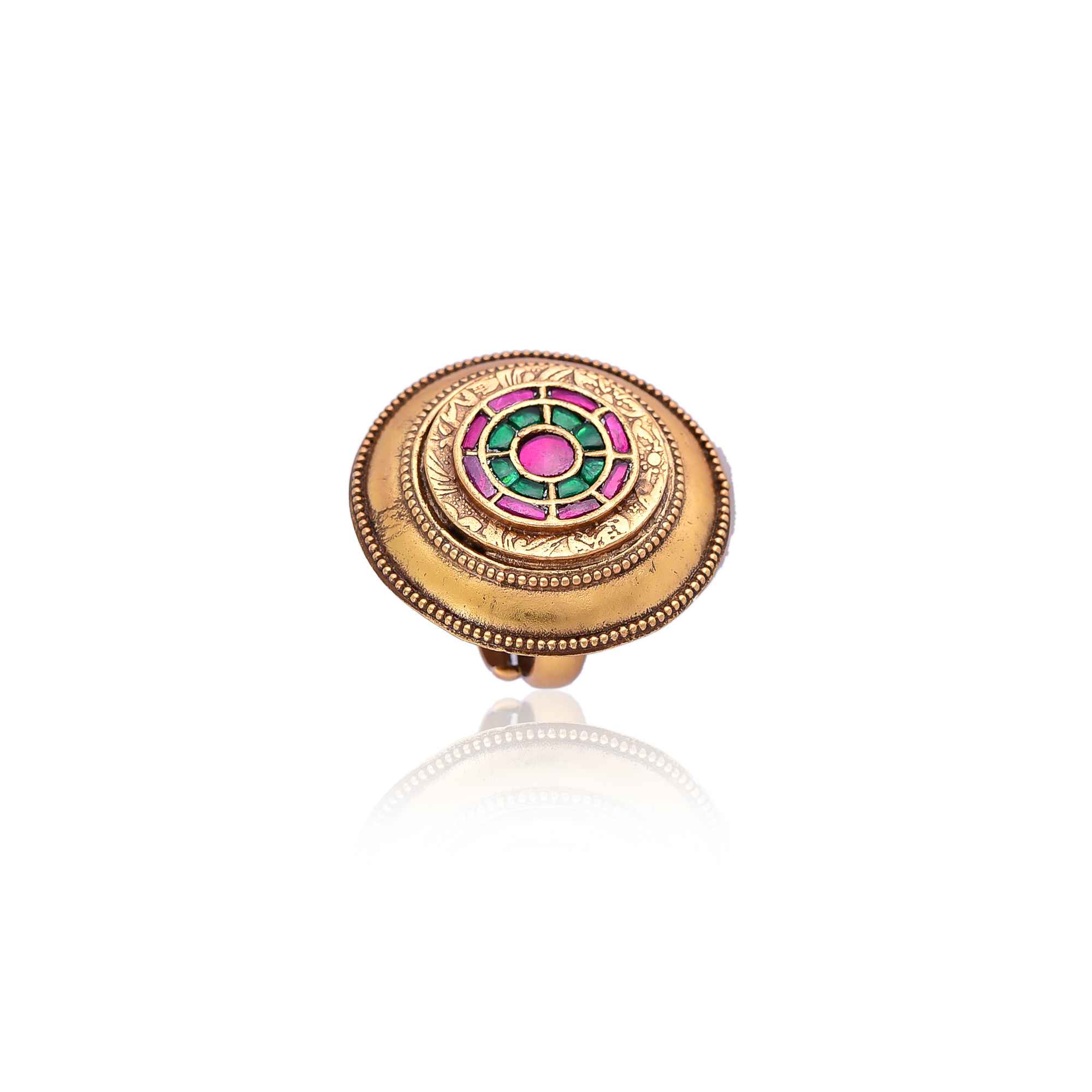 Gold plated silver kundan ring, real kundan jewellery :SKU6083