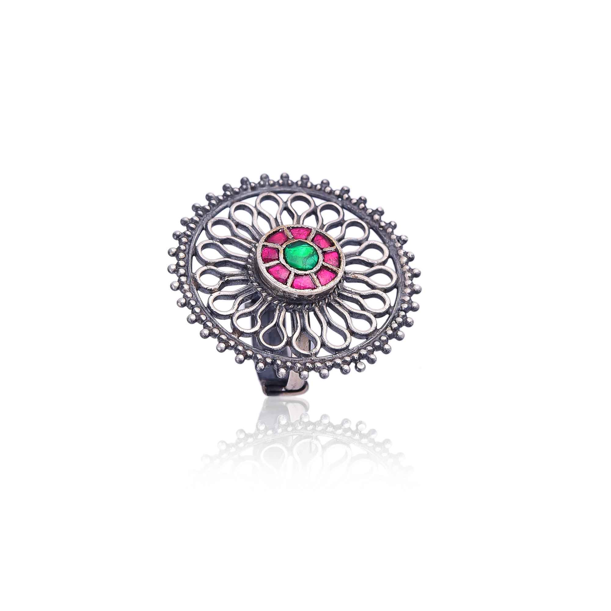 Silver Kundan Ring :SKU6080