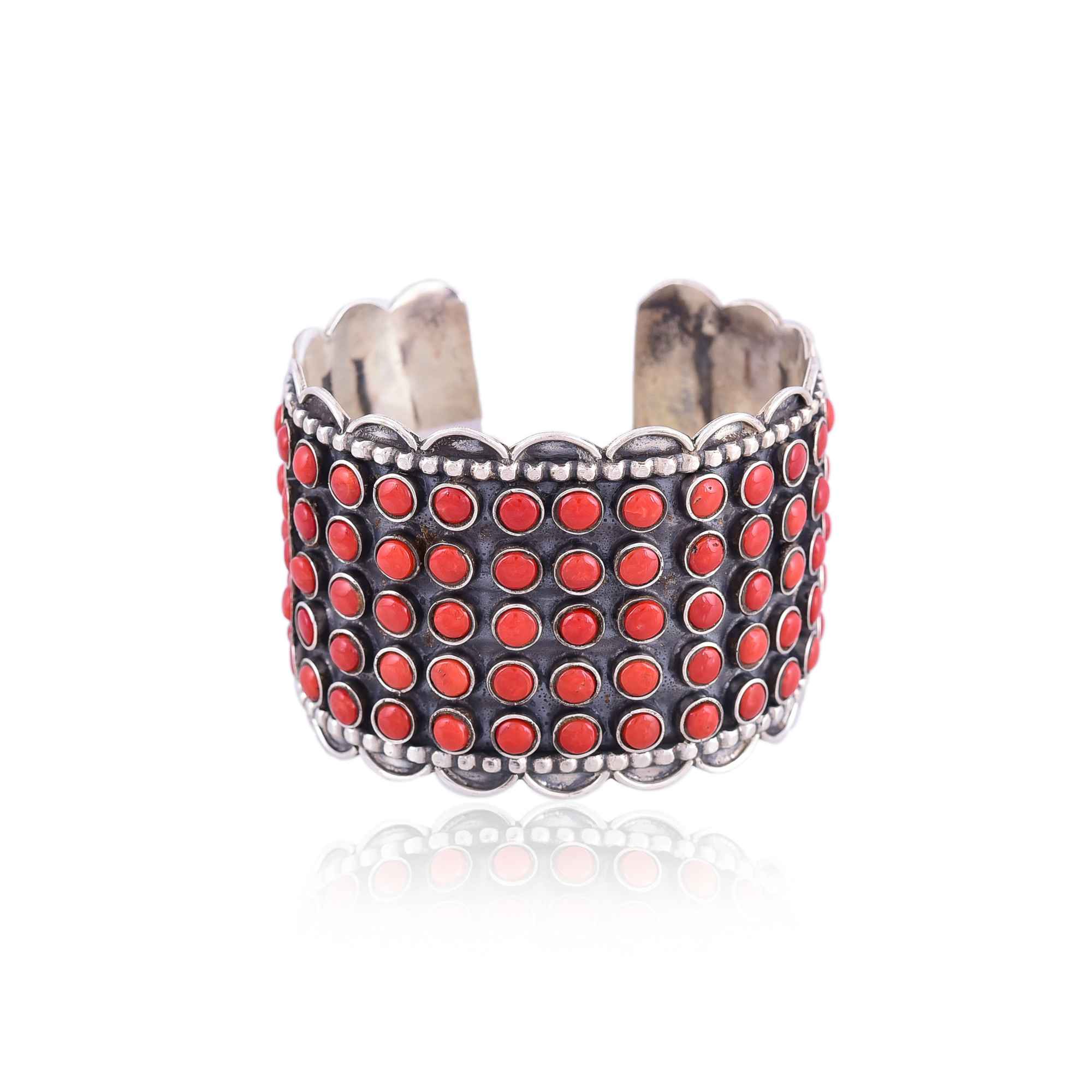 Coral 5 line tibetan cuff bangle :SKU6120