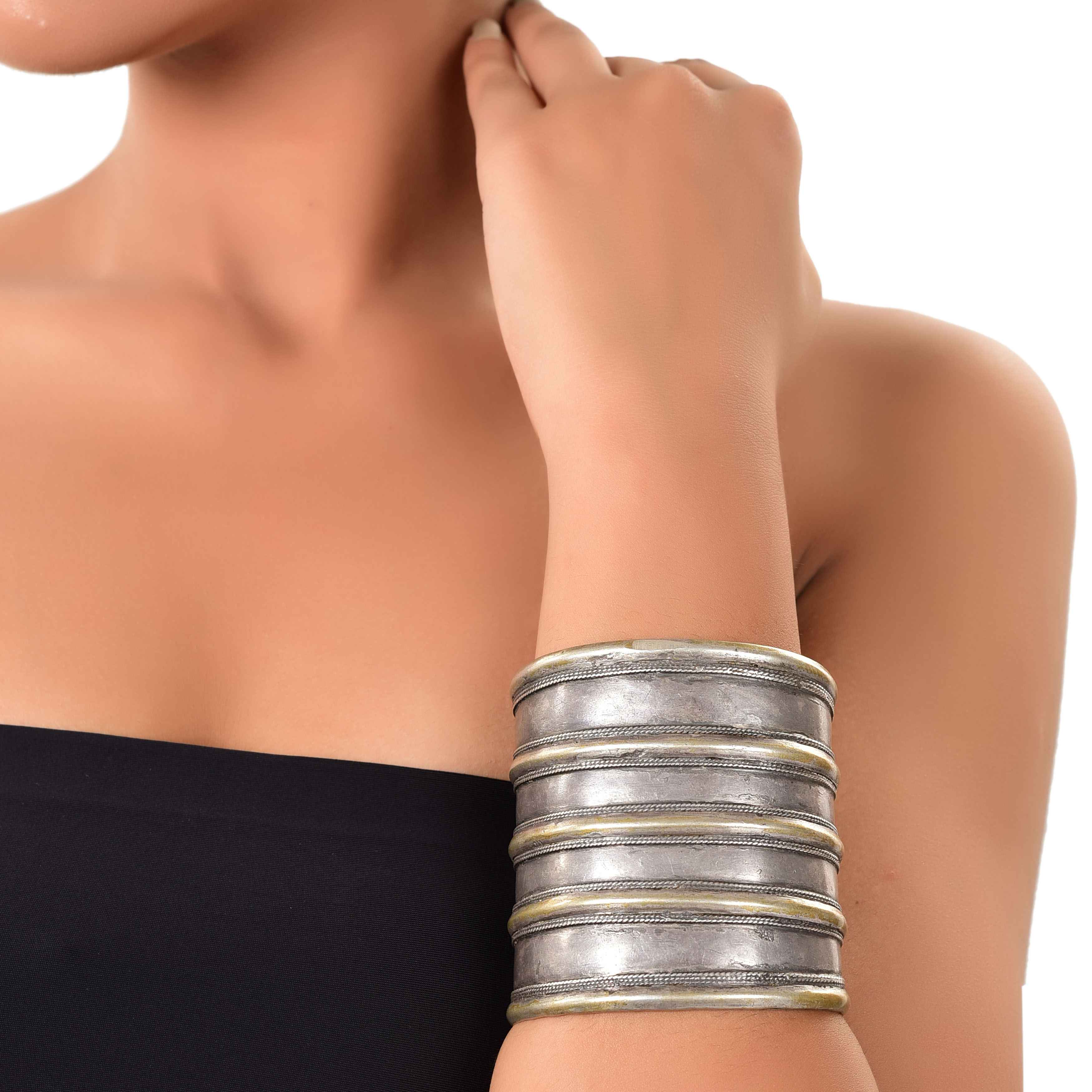 old-silver-rajasthani-cuff-bangle-sku-6107