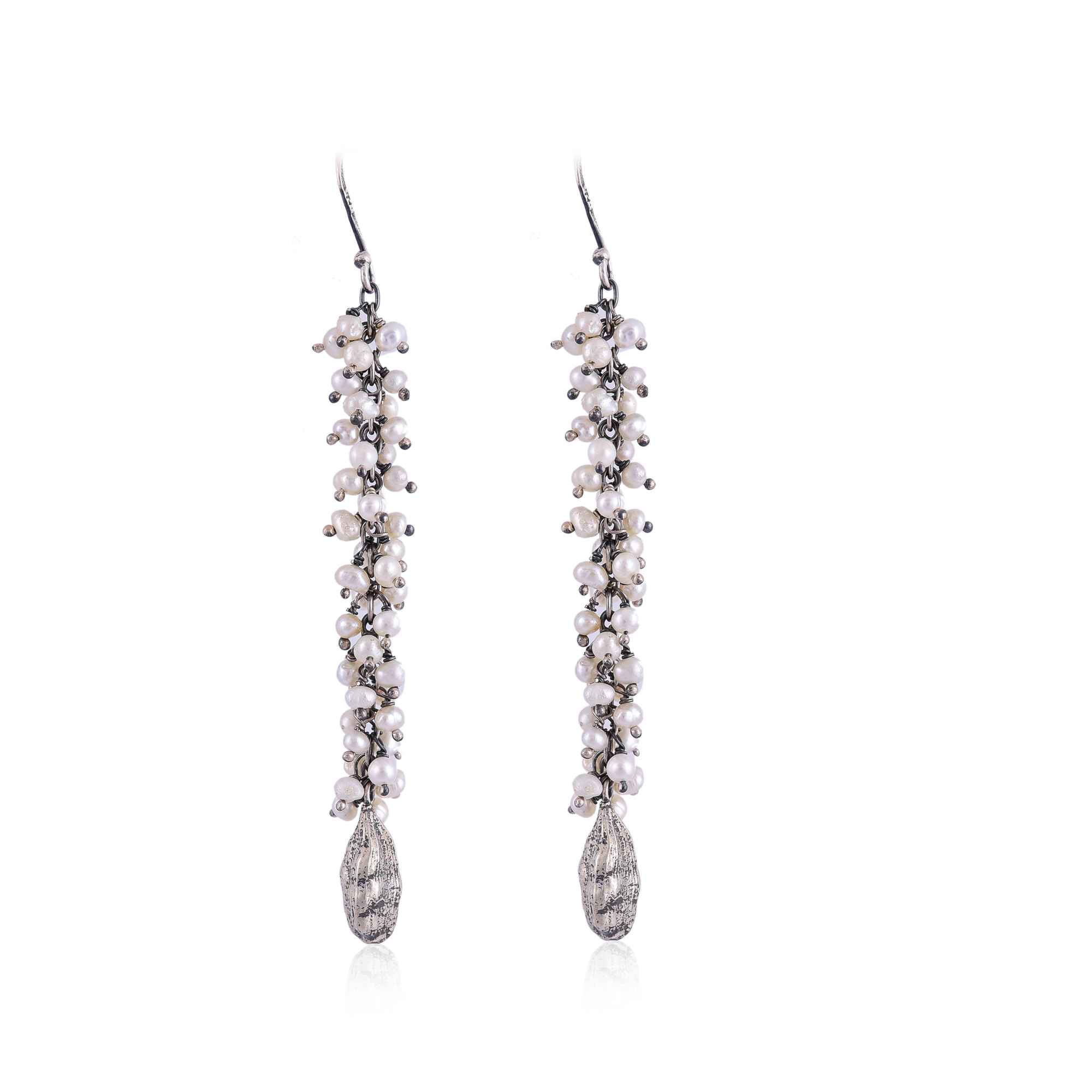 Silver pearl cardamom Earring :SKU5987