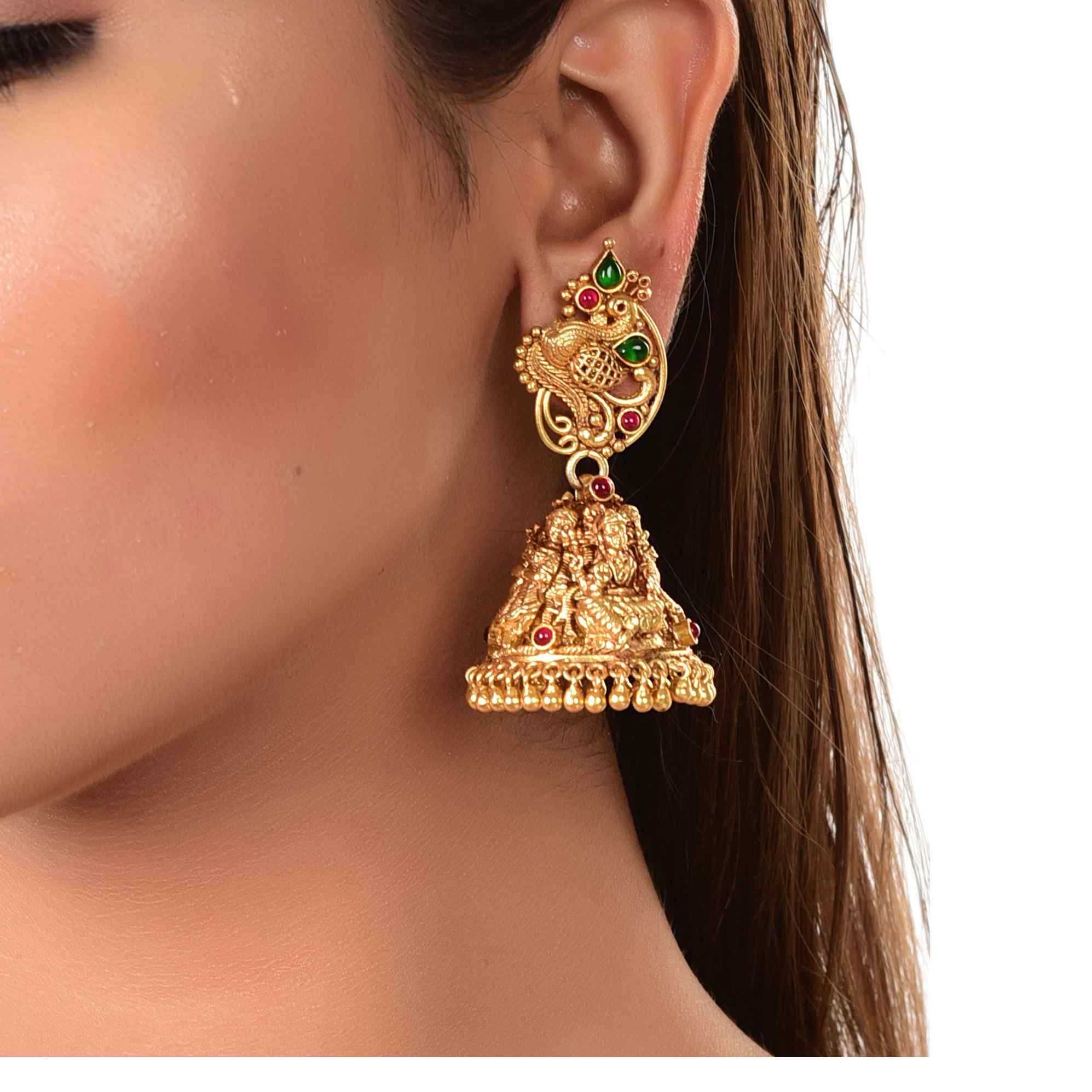 silver-gold-plated-engraved-temple-collection-earring-sku-6168