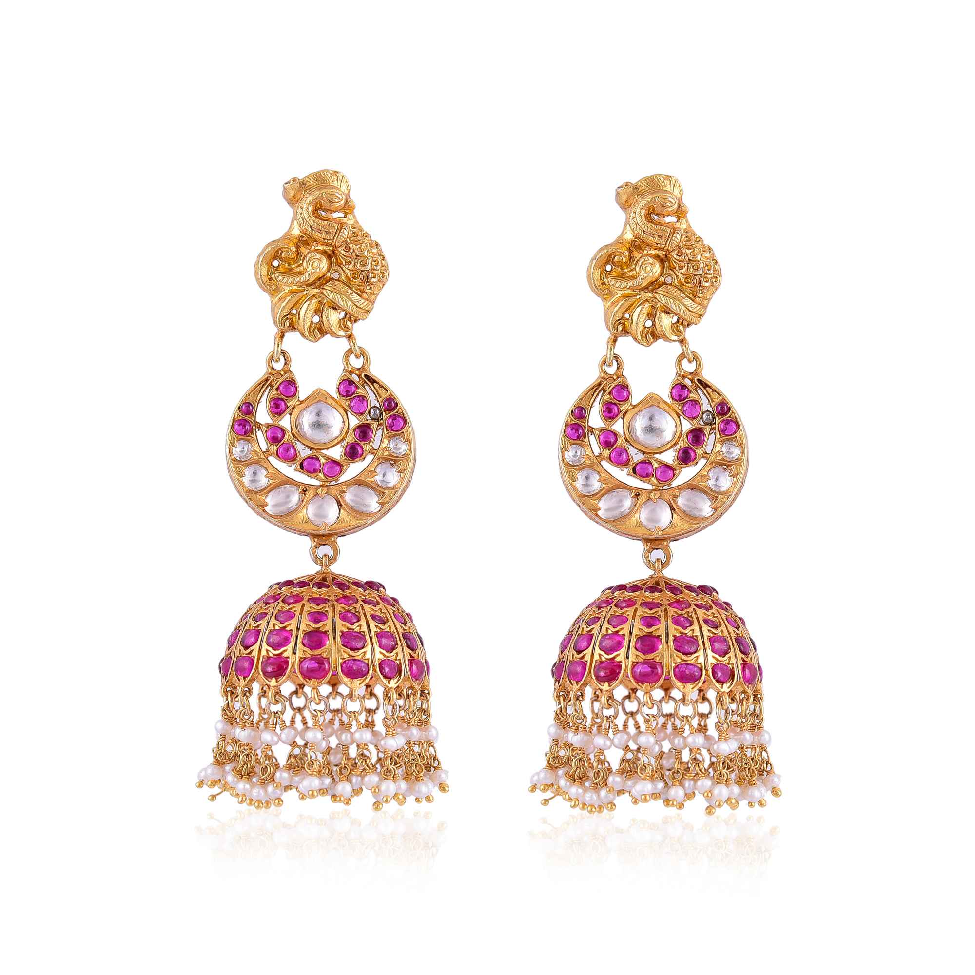 Silver gold plated temple jhumka :SKU6170