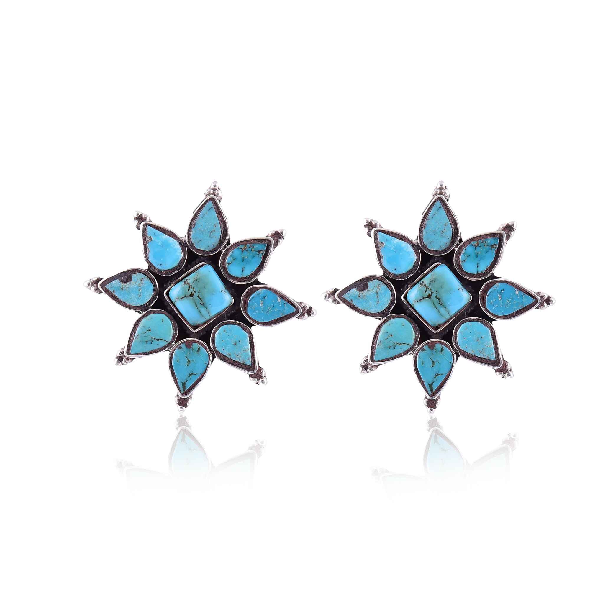 Big Floral turquoise Stud :SKU5968