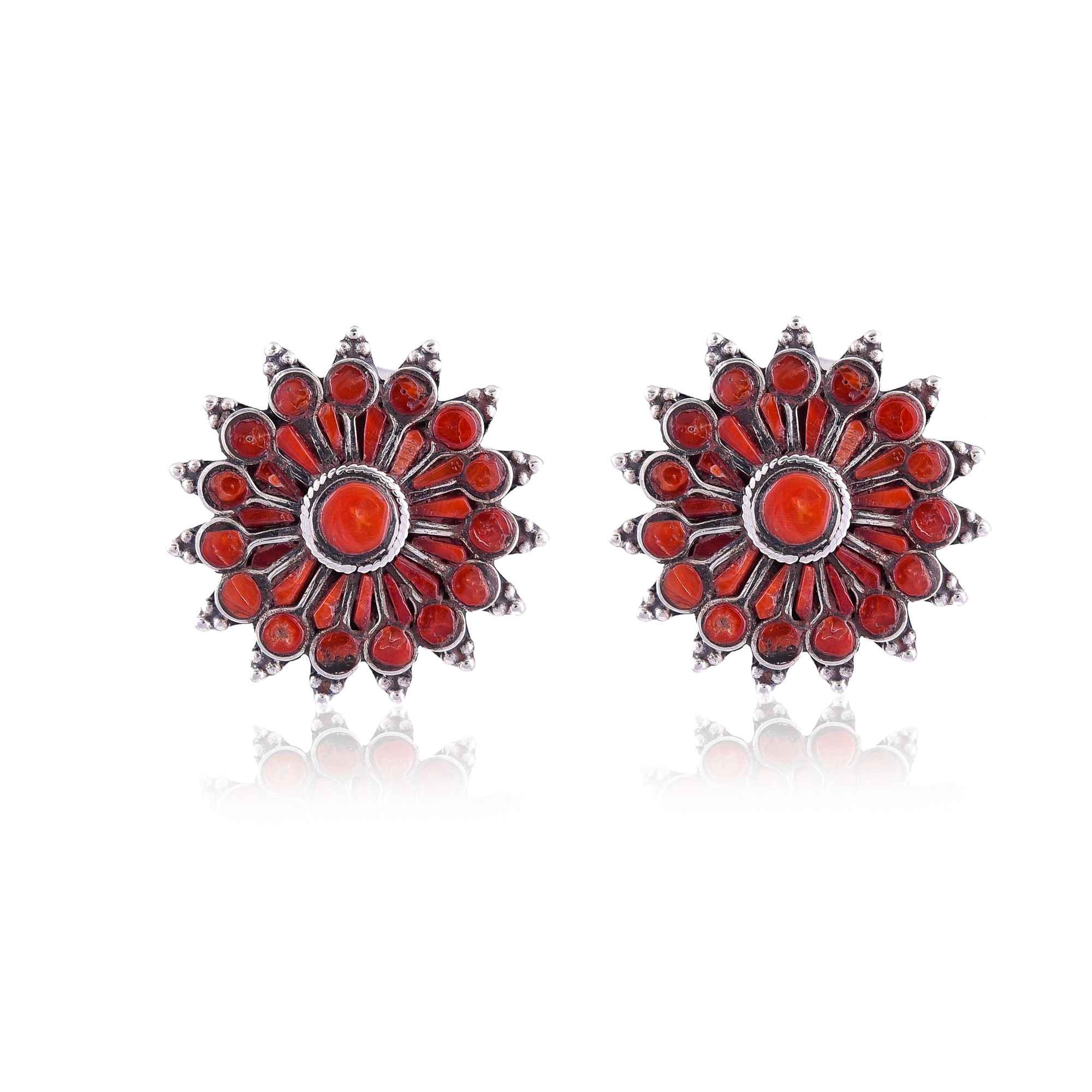 Chakra coral round stud :SKU5984