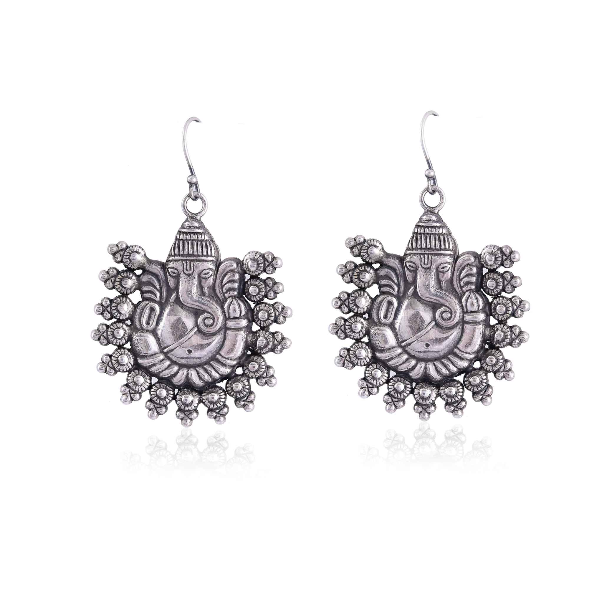 Lord ganesha silver earring :SKU7532