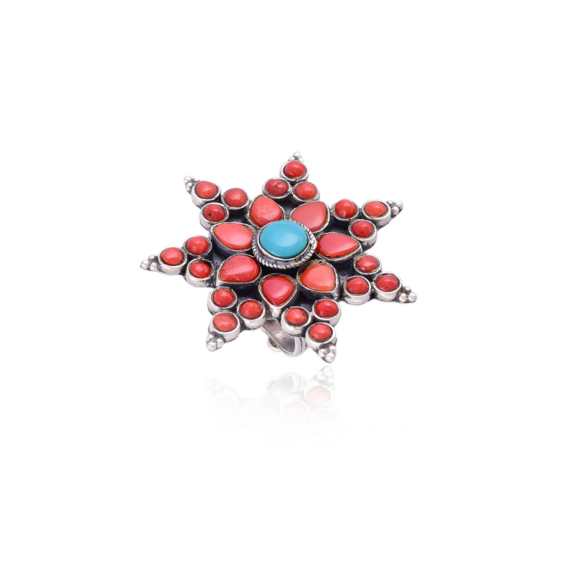 Silver Star Coral turqiouse Ring :SKU6040