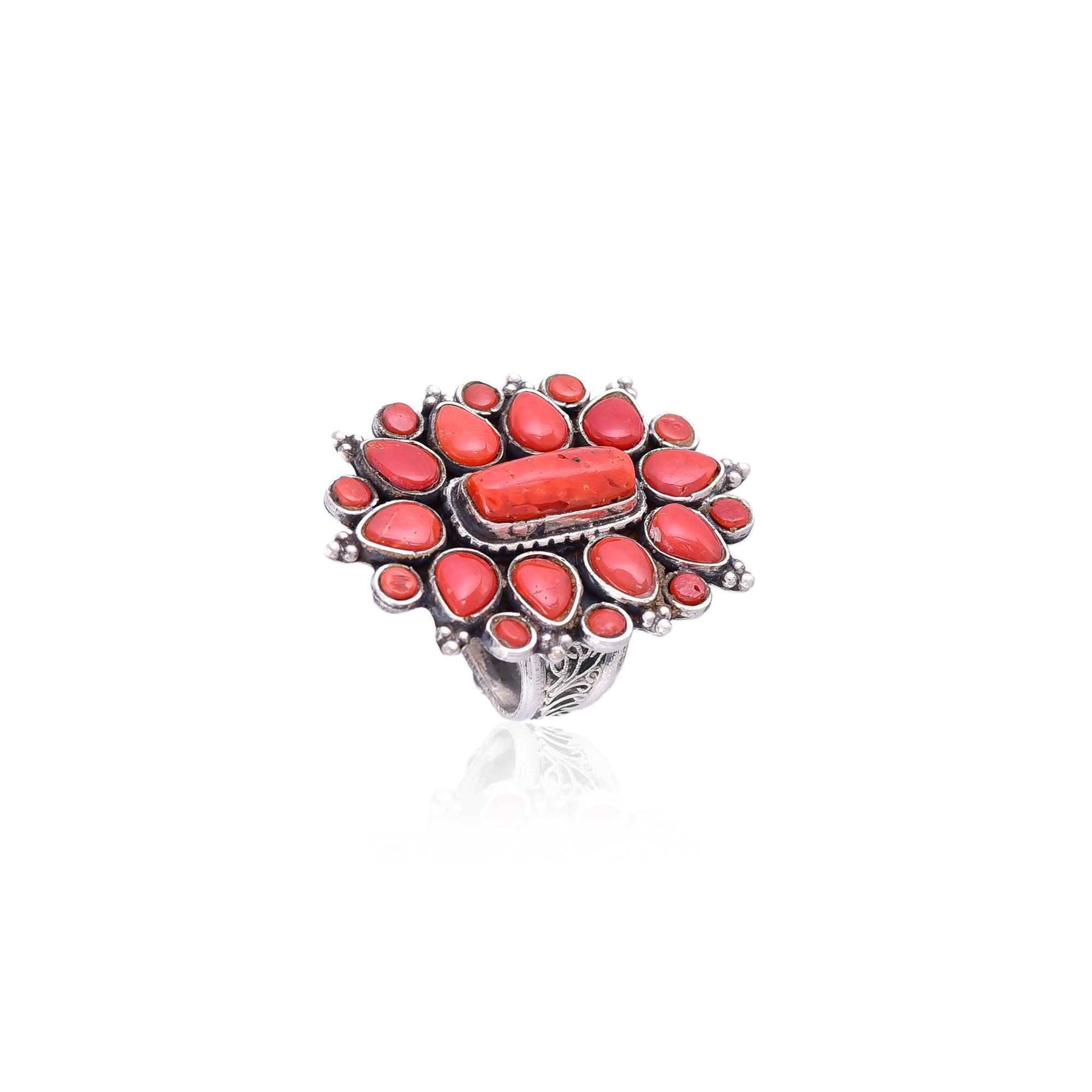 Silver coral ring :SKU6049