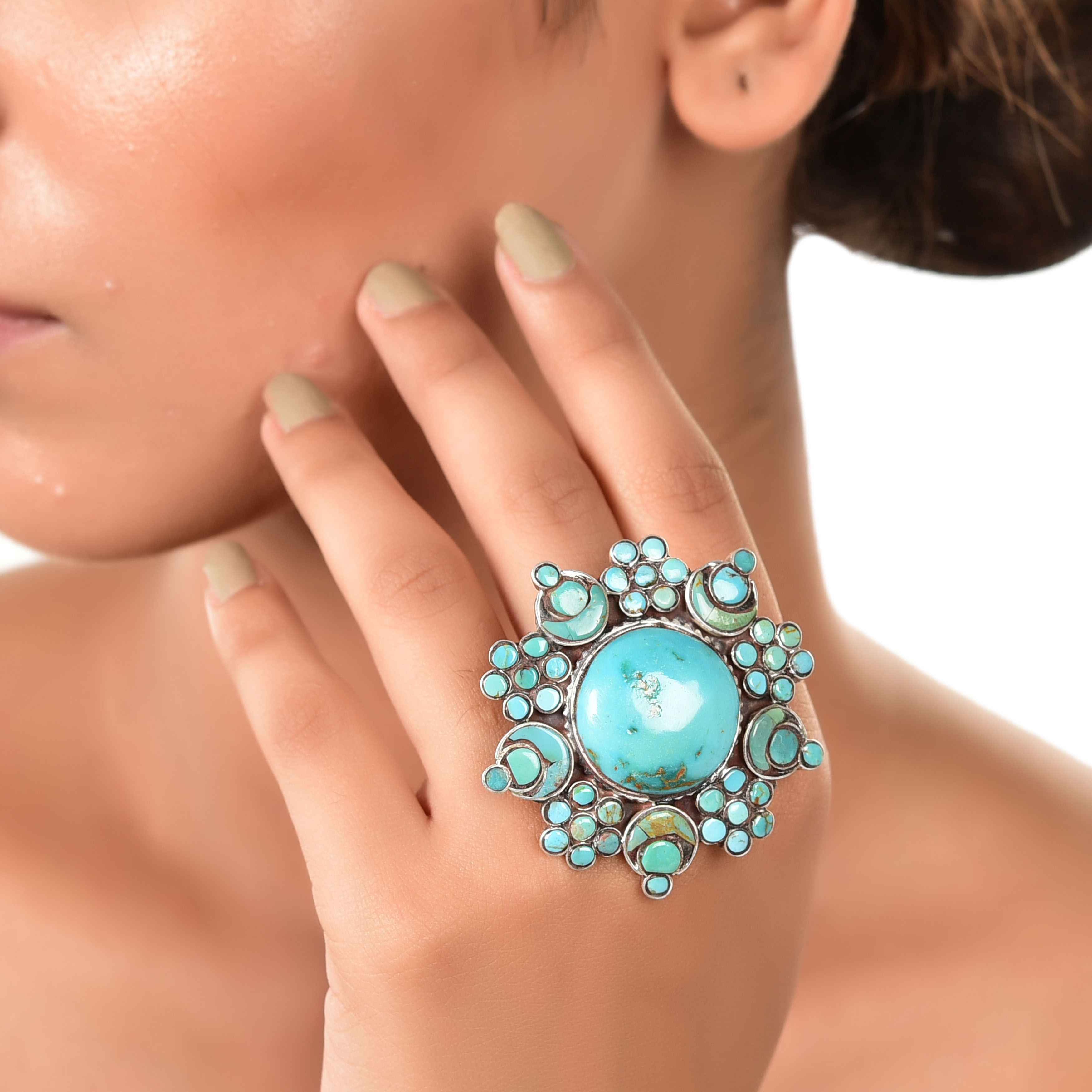 Silver Turquoise Statement Ring :SKU6064