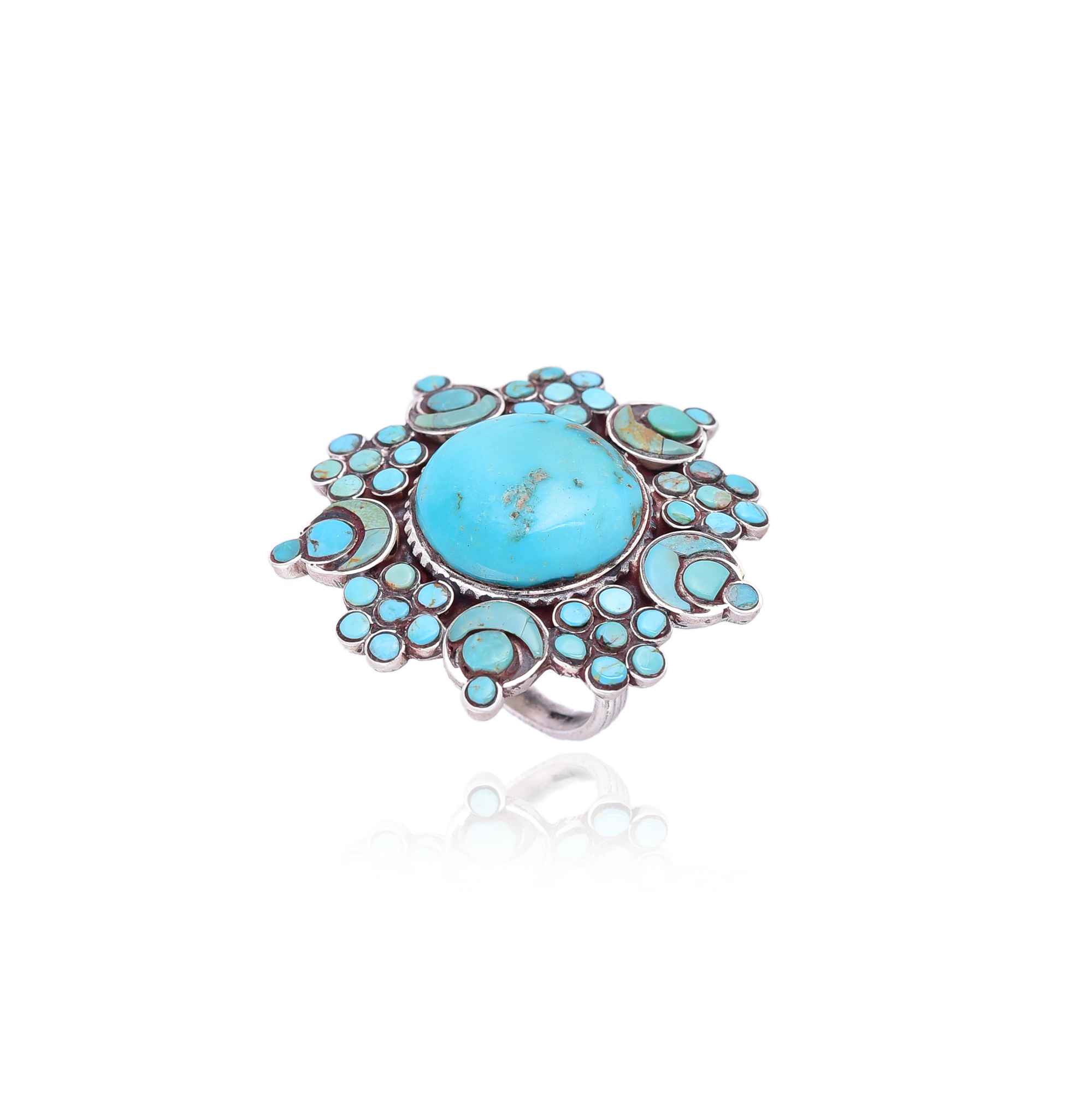 Silver Turquoise Statement Ring :SKU6064