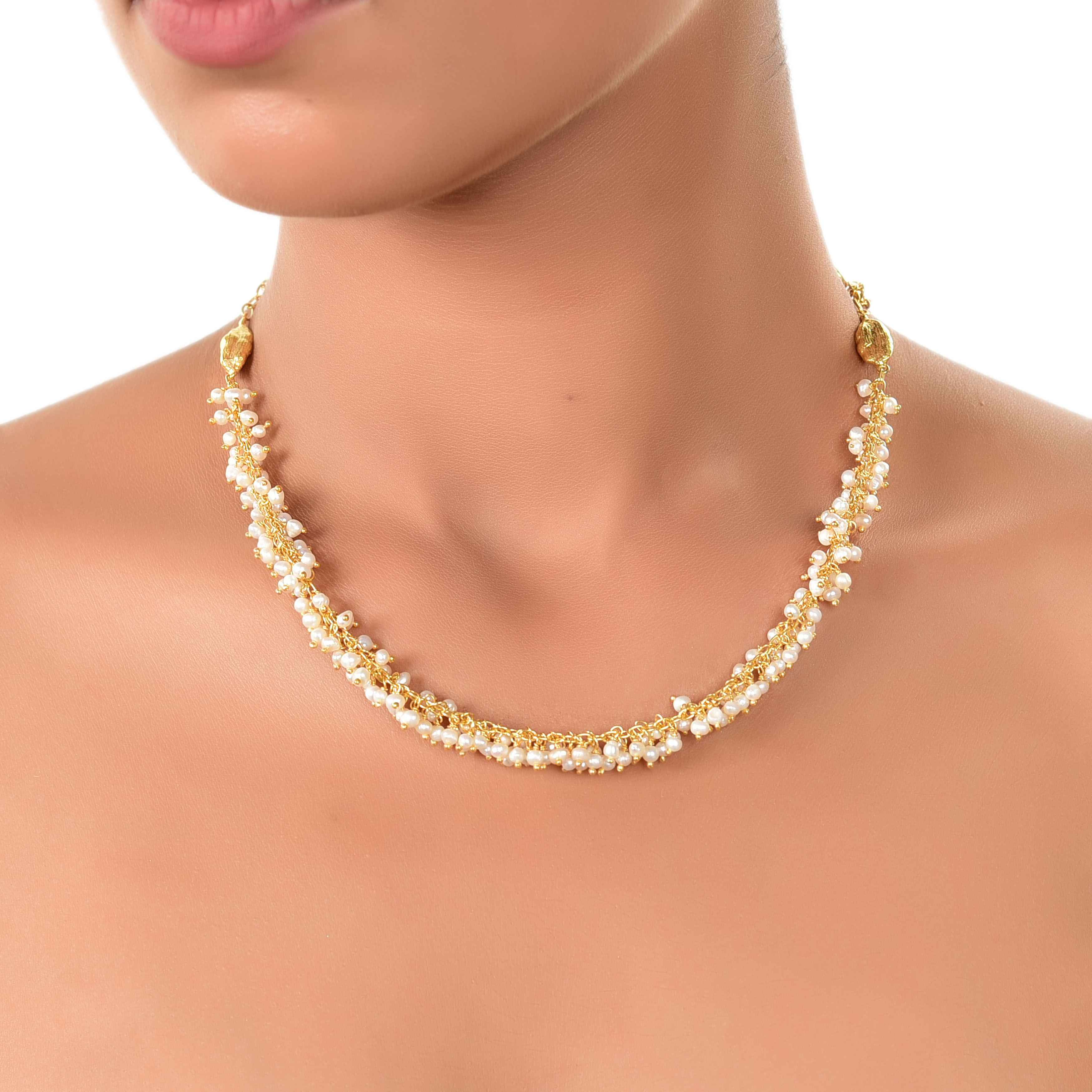 Gold plated pearl bunch necklace :SKU6082