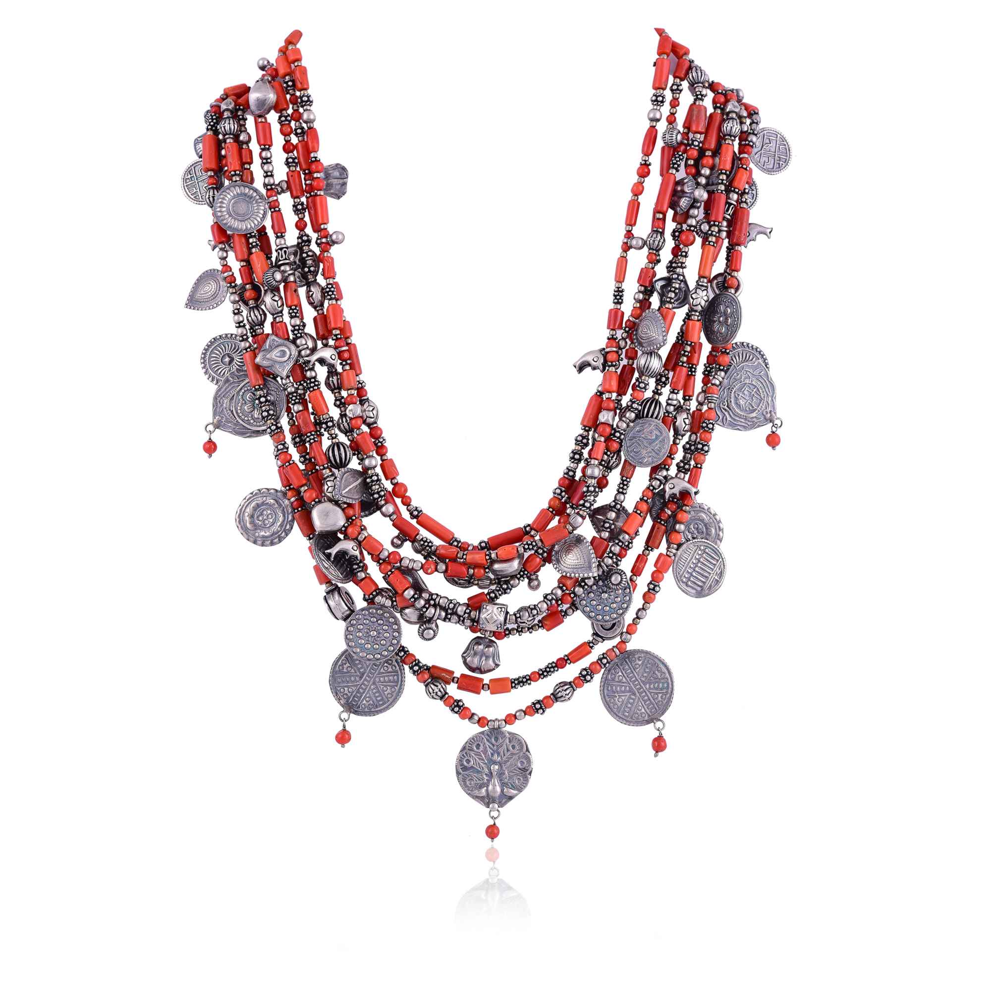 Multi layered coral beads patri necklace :SKU6143