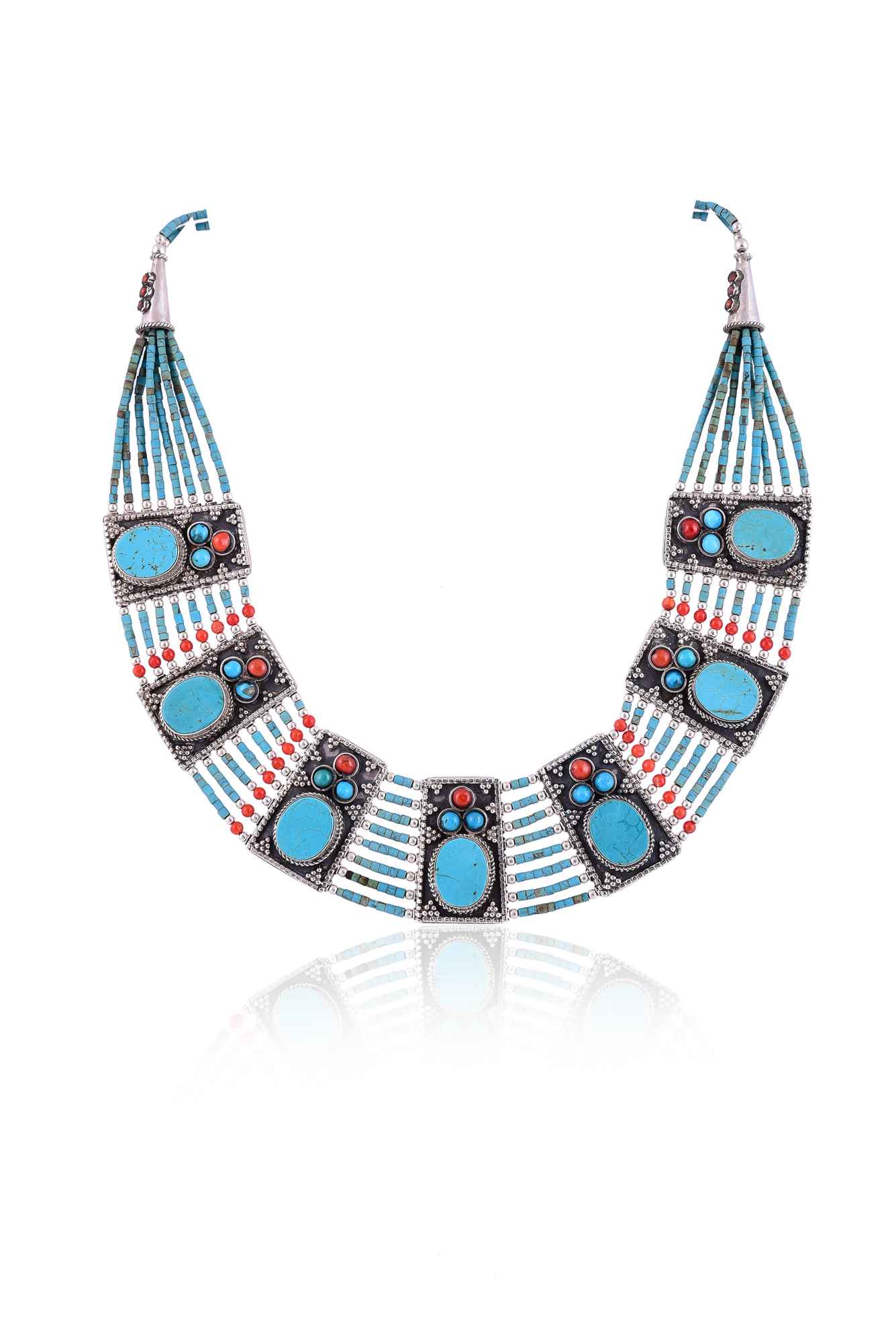 Ethinc Tibetan turquoise coral necklace :SKU6144