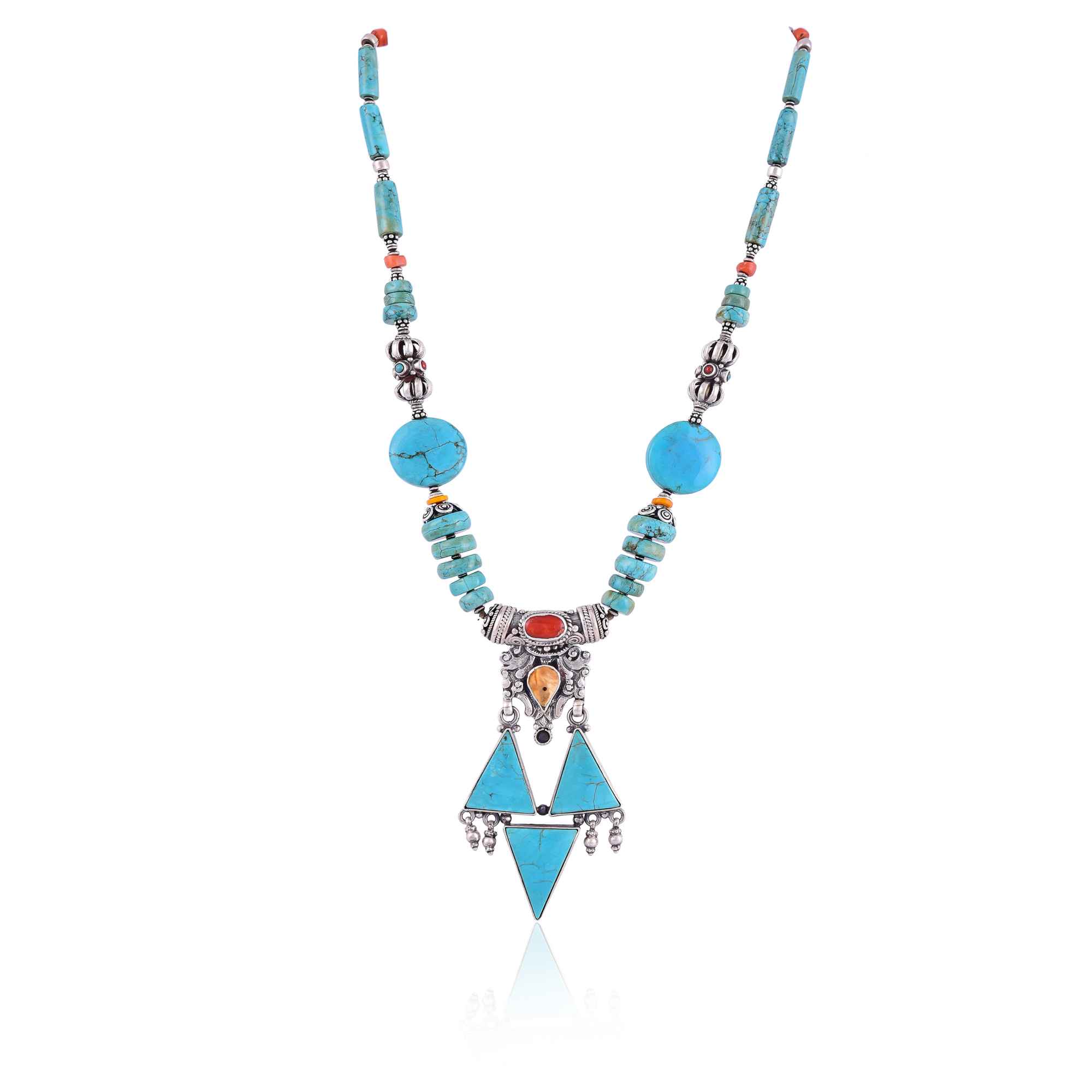 Ethinc tibetan turquoise coral necklace :SKU6147