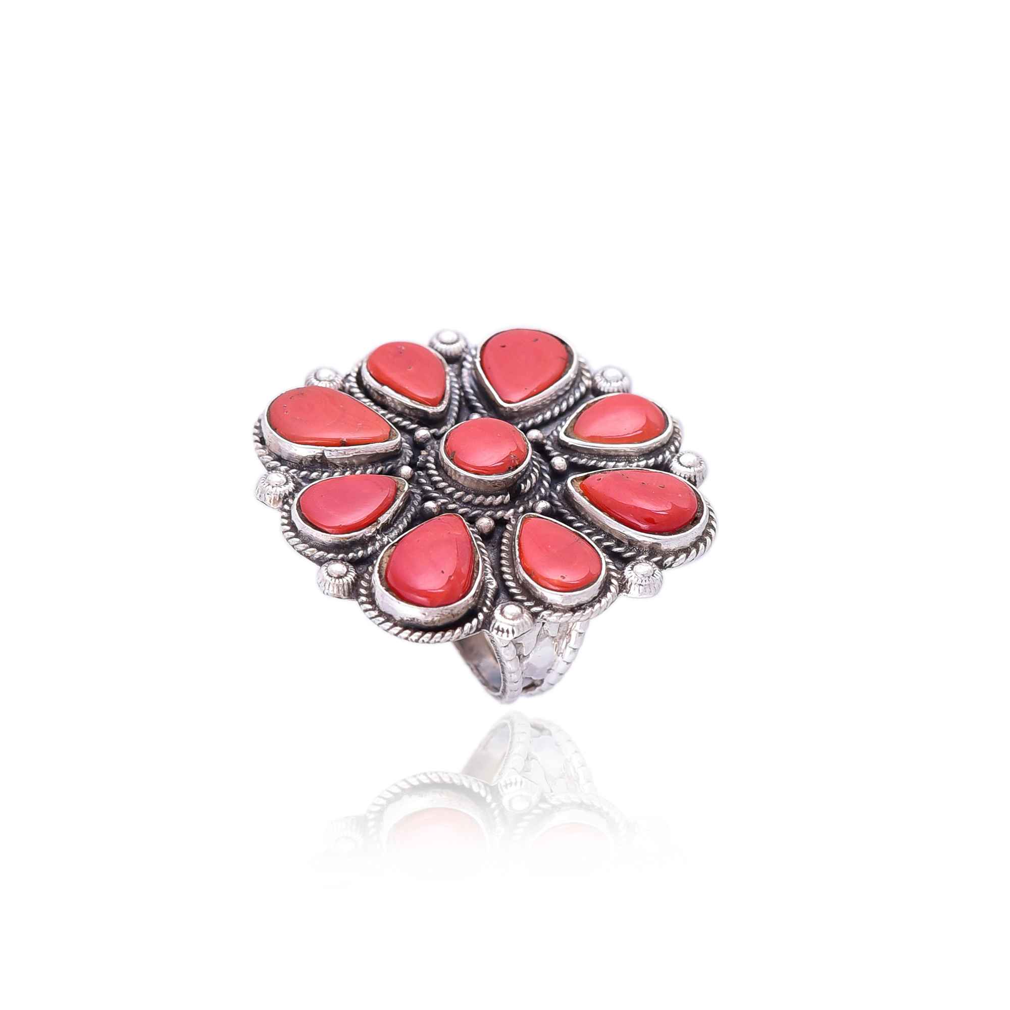 Big silver coral ring :SKU6056