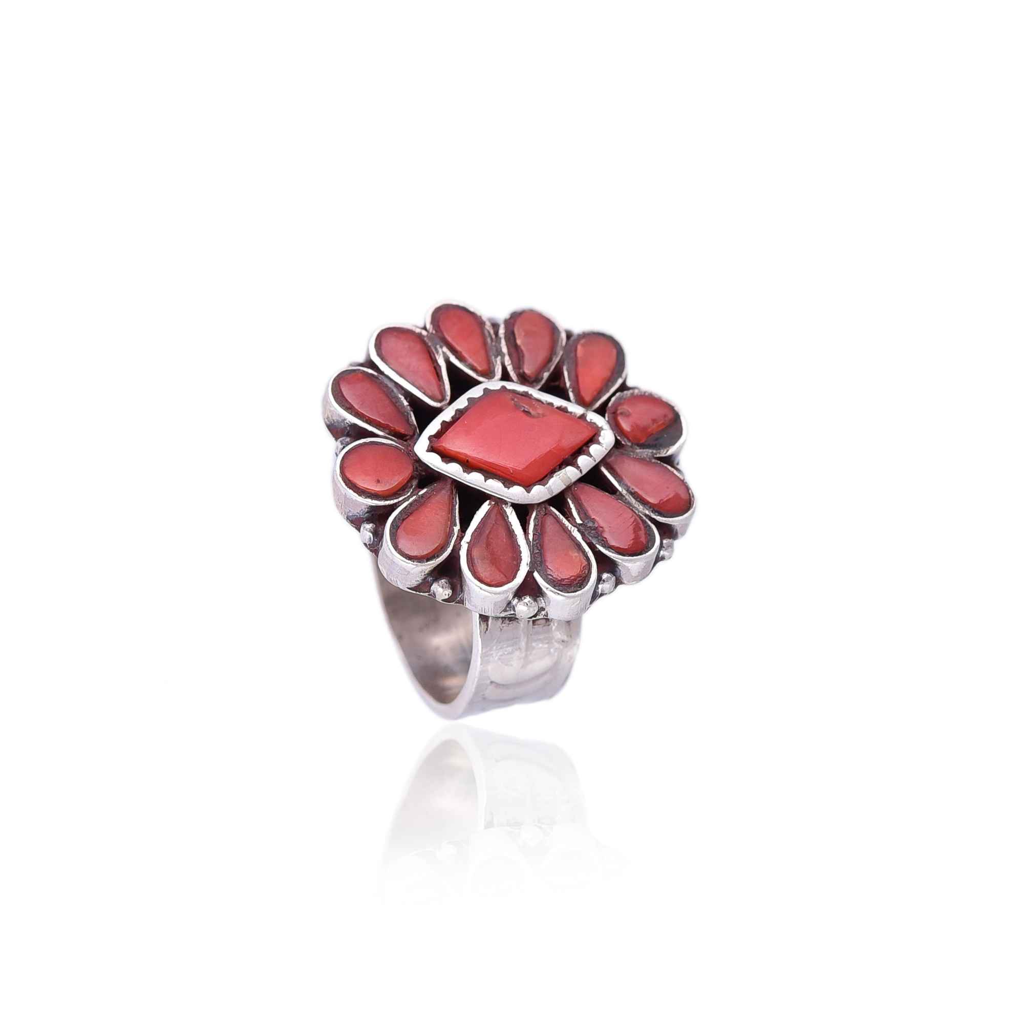 Silver coral ring :SKU6060