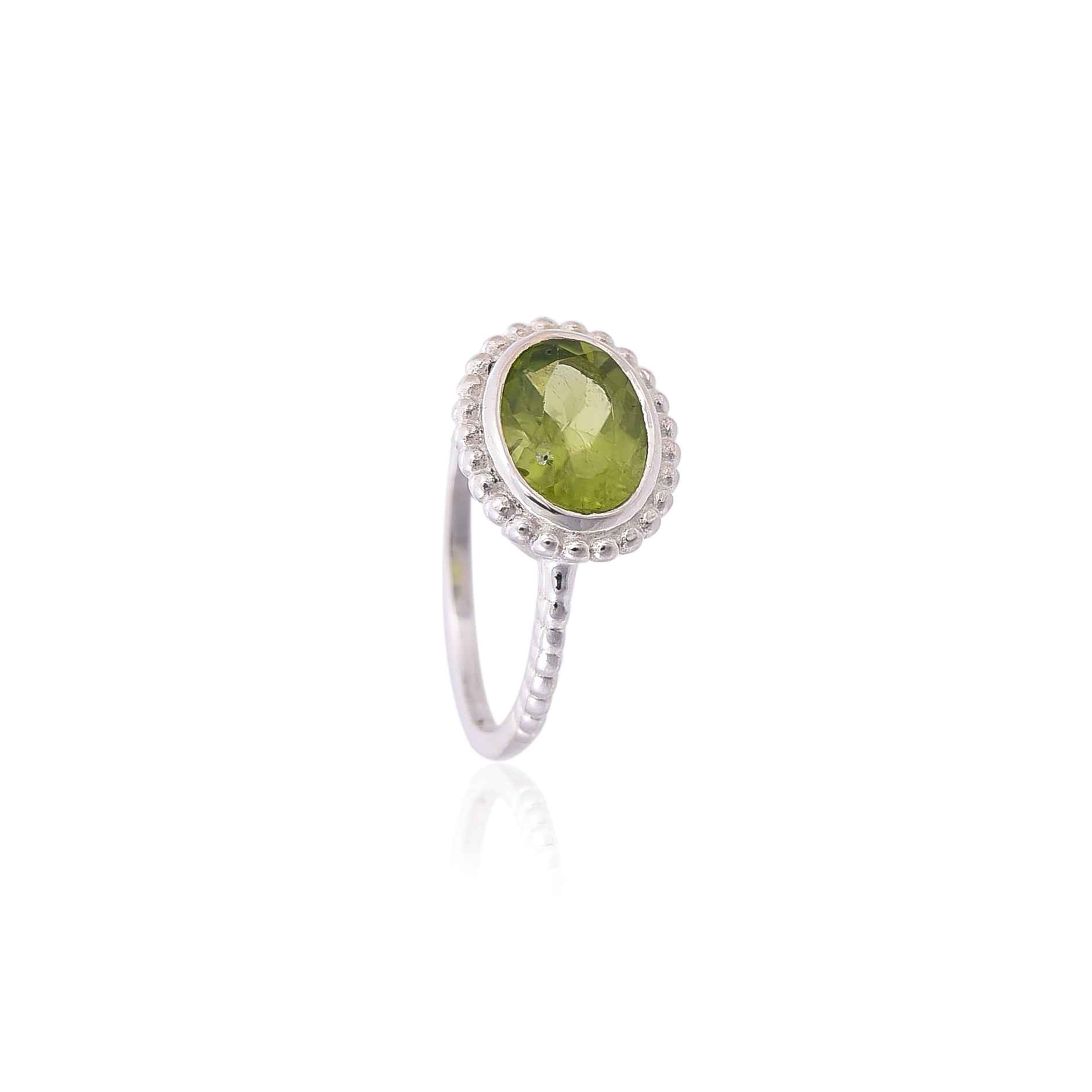 925 Sterling Silver Peridot Ring :SKU4313