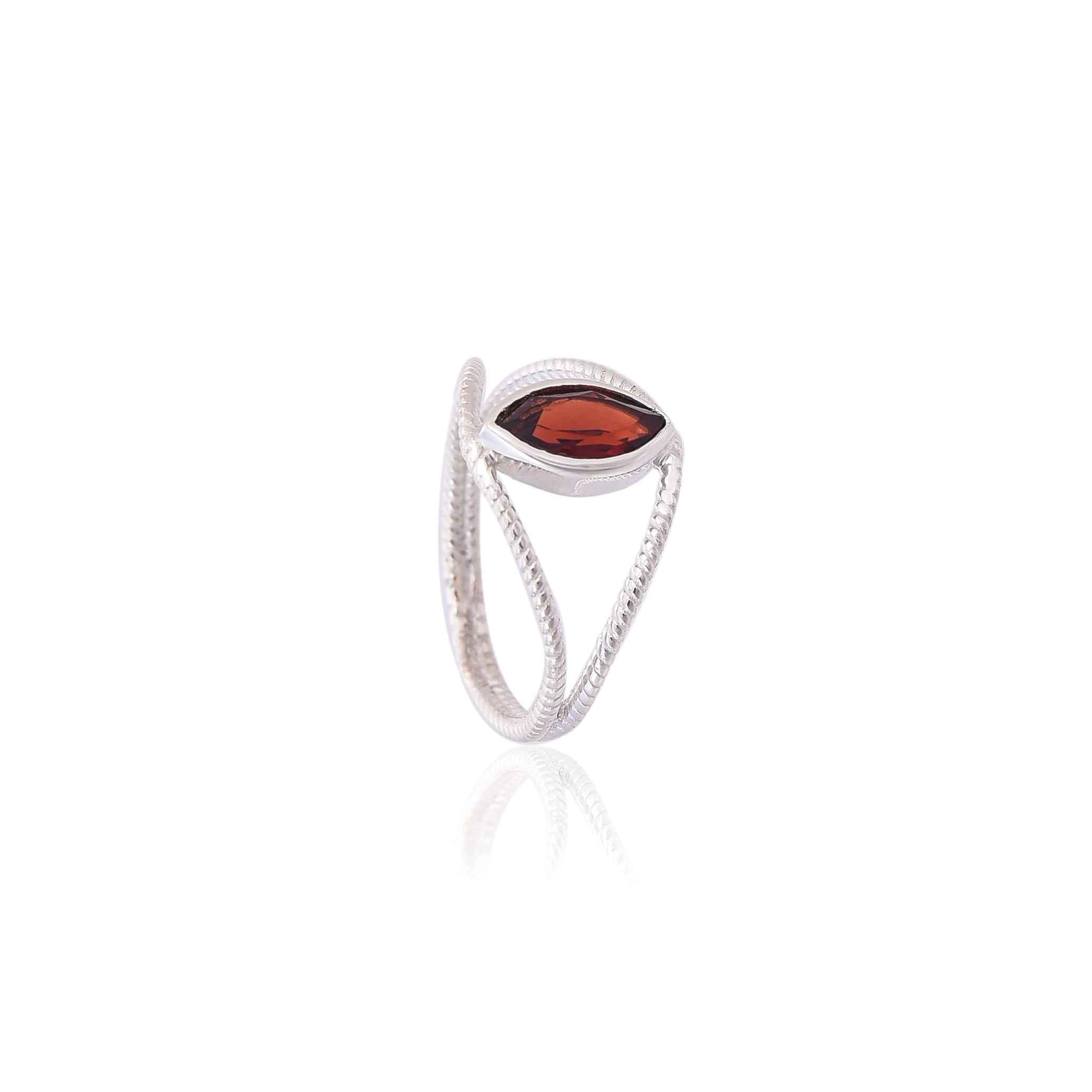 Garnet 925 Sterling Silver Ring :SKU4305