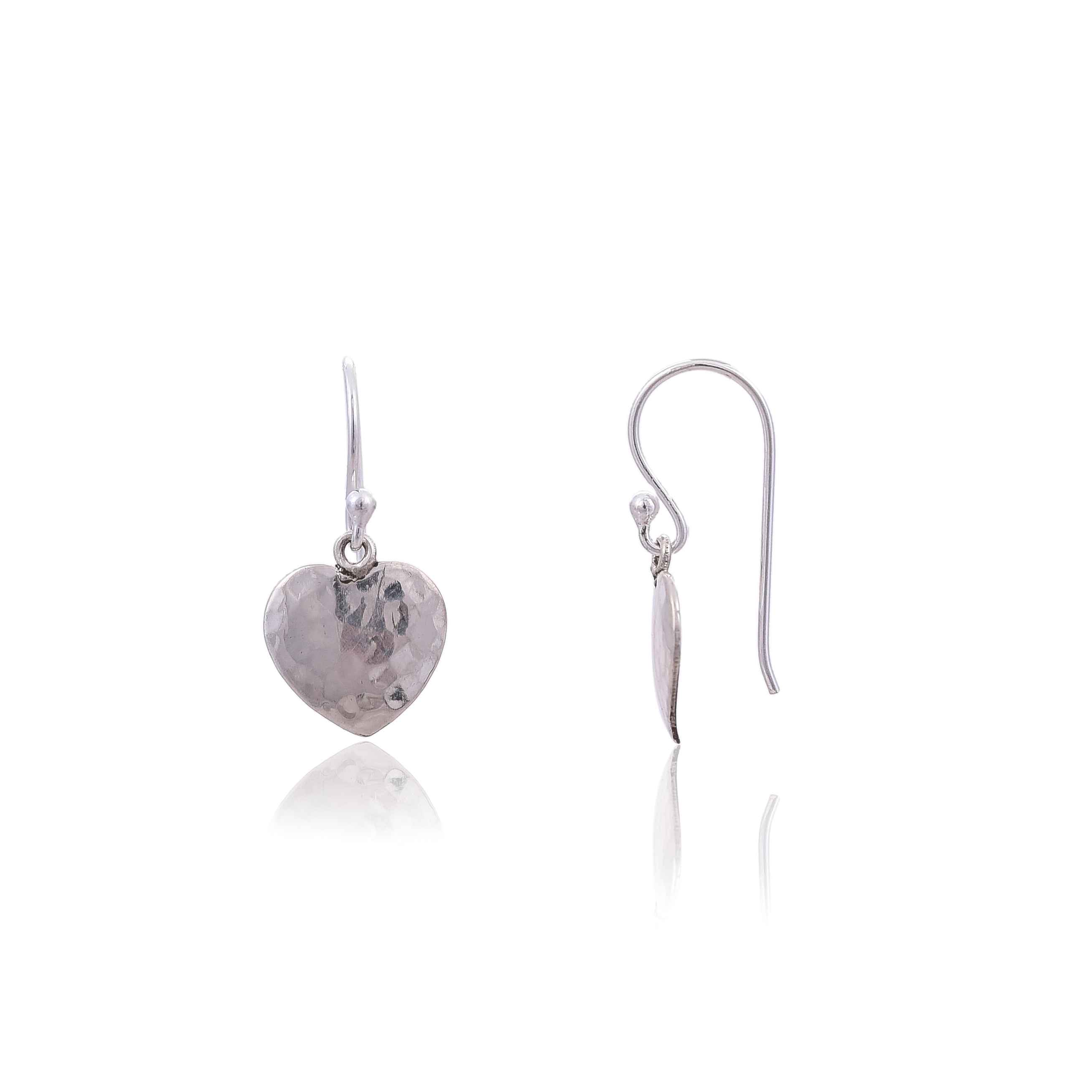 Sterling Silver Hammered Heart Shape Earring :SKU4058