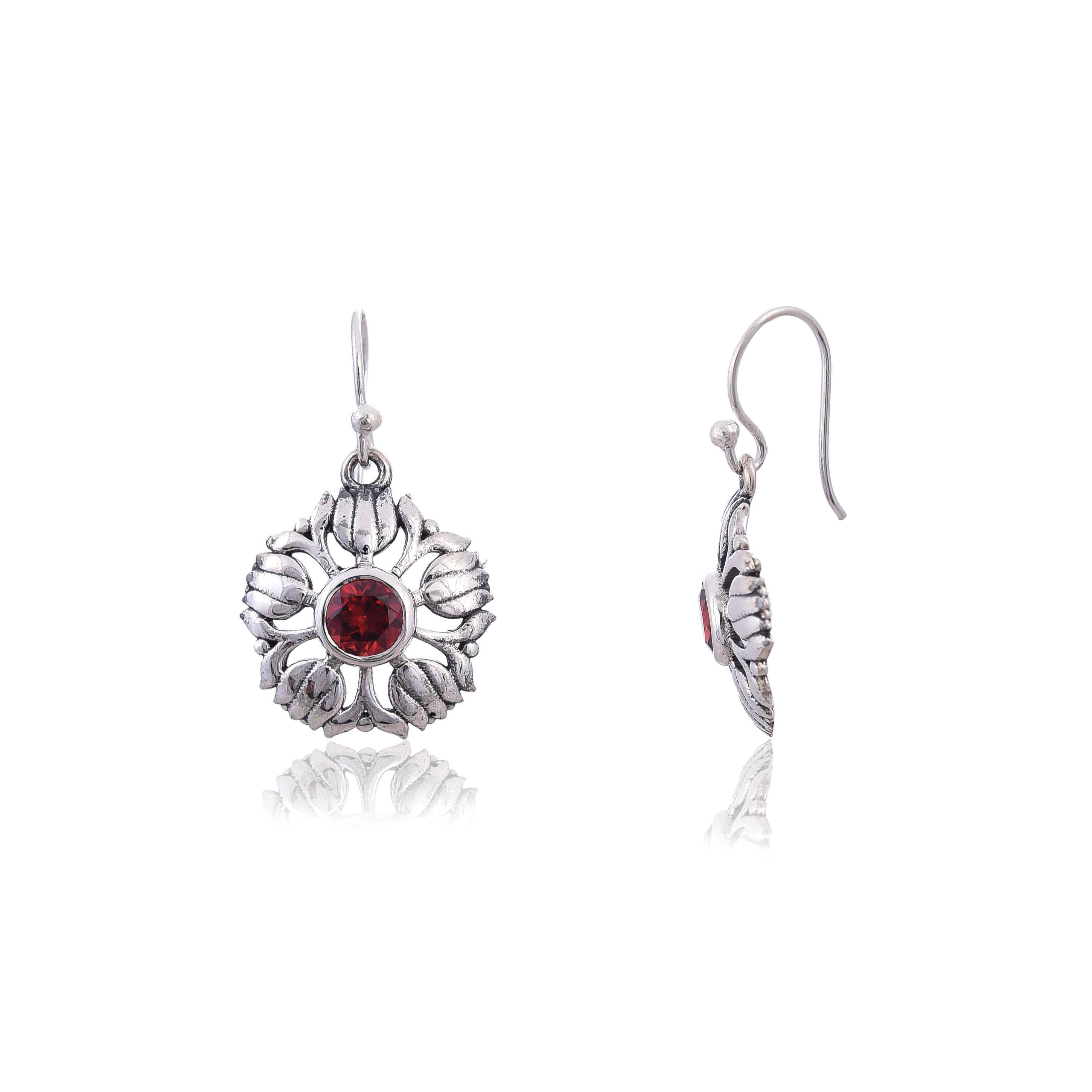 Garnet Sterling silver earring :SKU4075