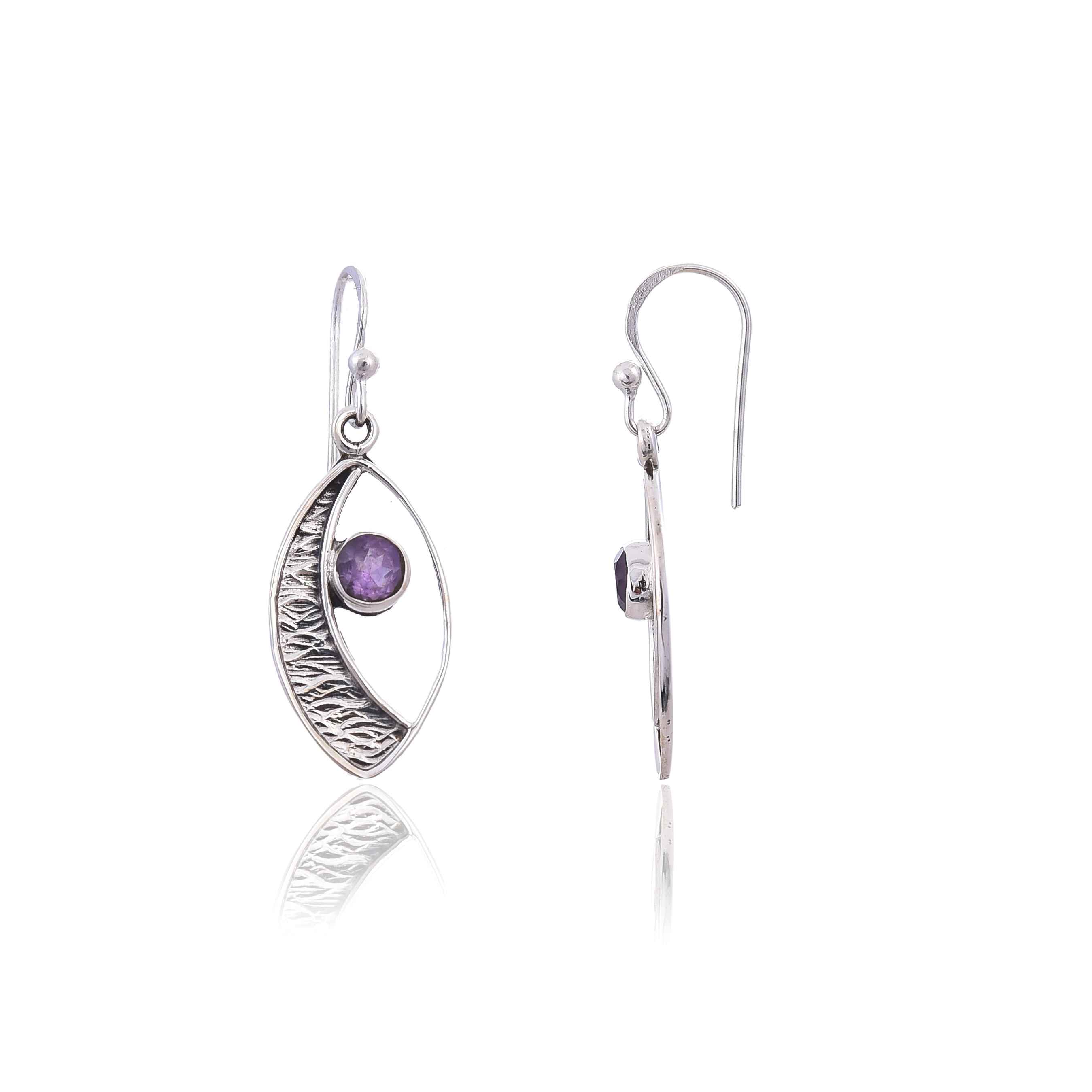 Amethyst Sterling silver earring :SKU4078