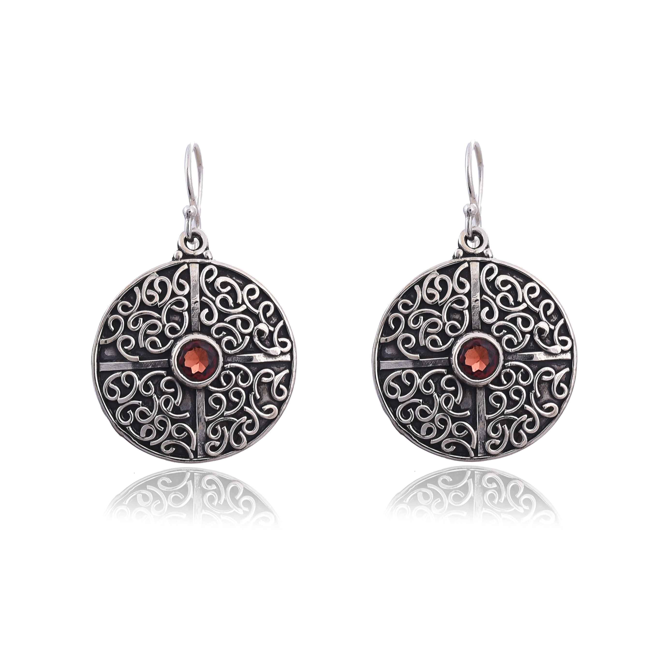 Garnet Sterling silver earring :SKU4079