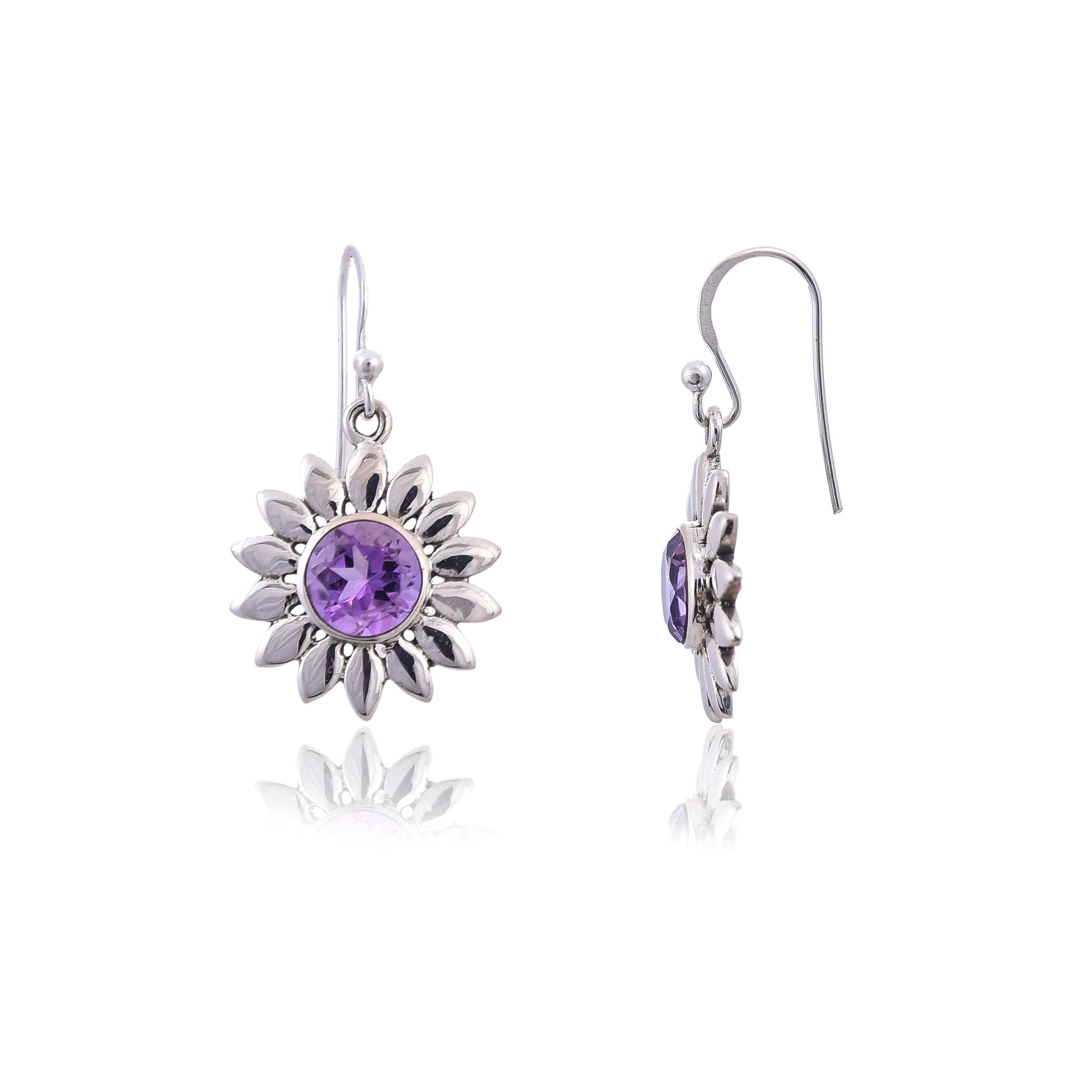 Amethyst Sterling silver earring :SKU4082