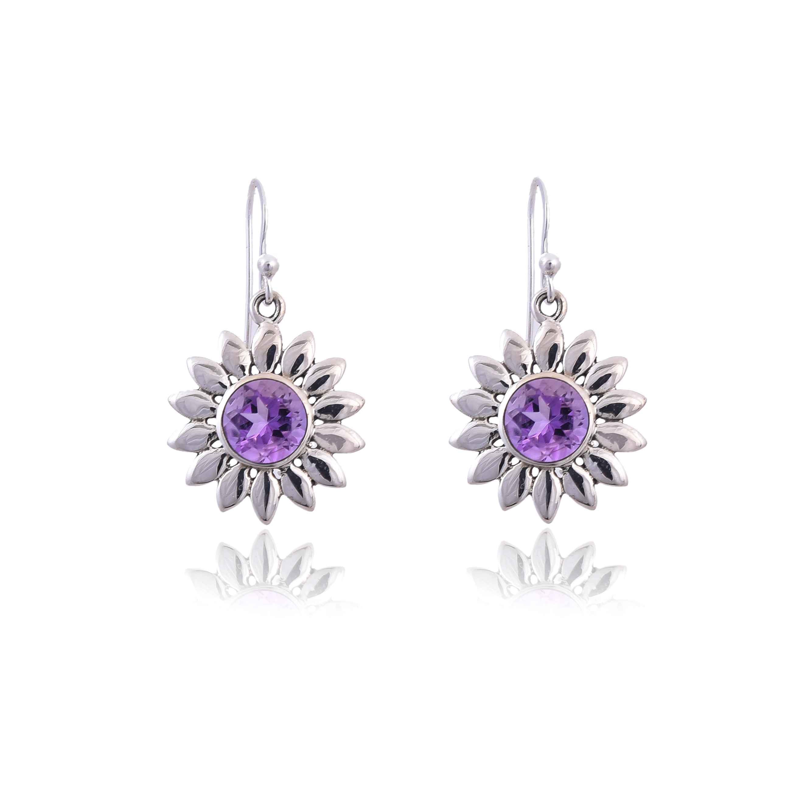 Amethyst Sterling silver earring :SKU4082