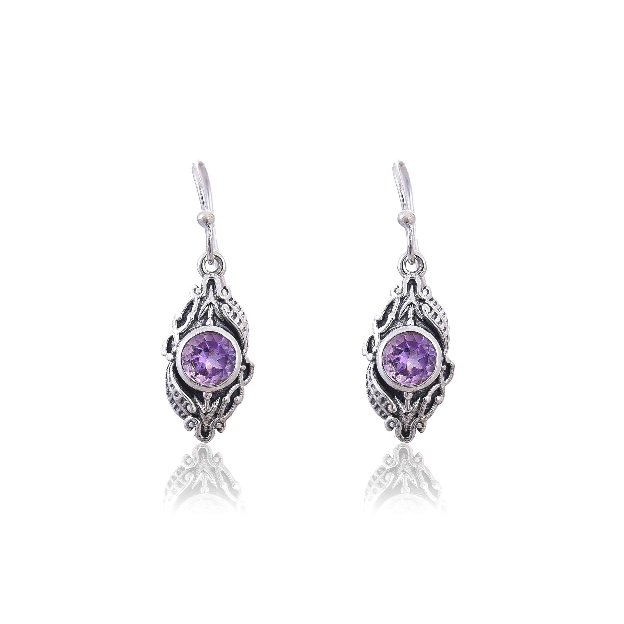 amethyst-silver-925-earring-sku-4085