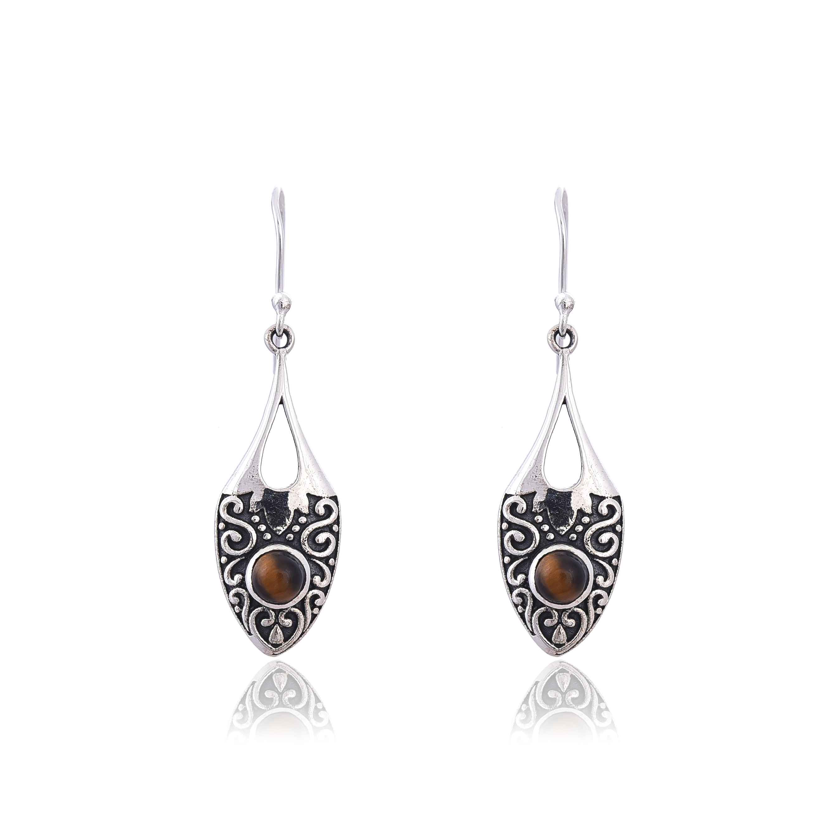 Designer TigerEye 925 Silver earring :SKU4093