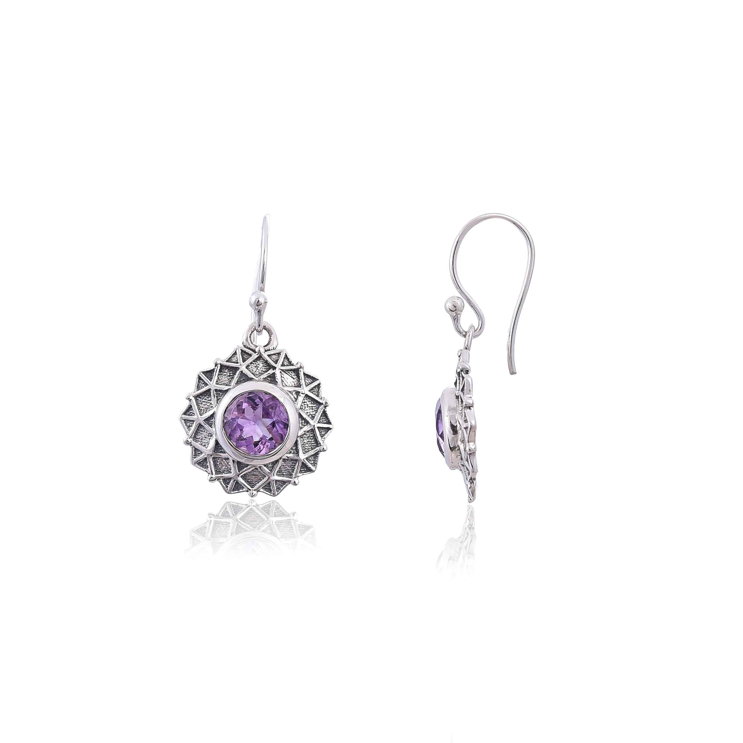 Amethyst silver 925 earring :SKU4096