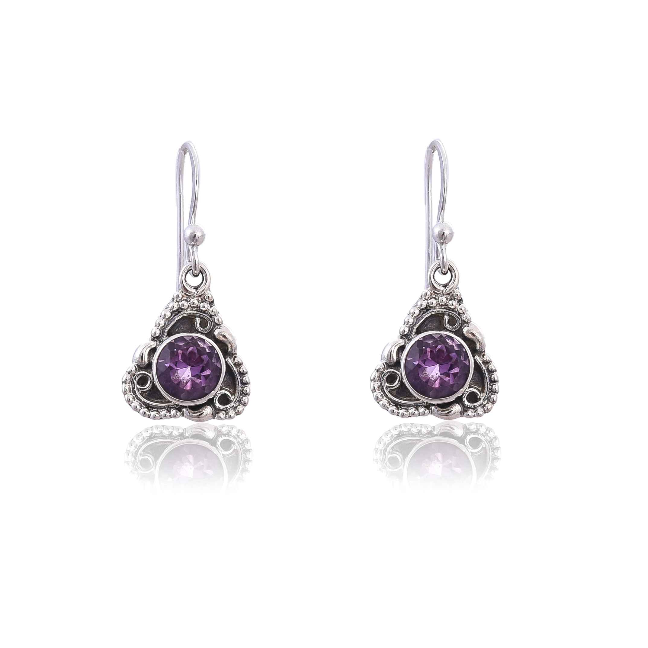 amethyst-silver-925-earring-sku-4097