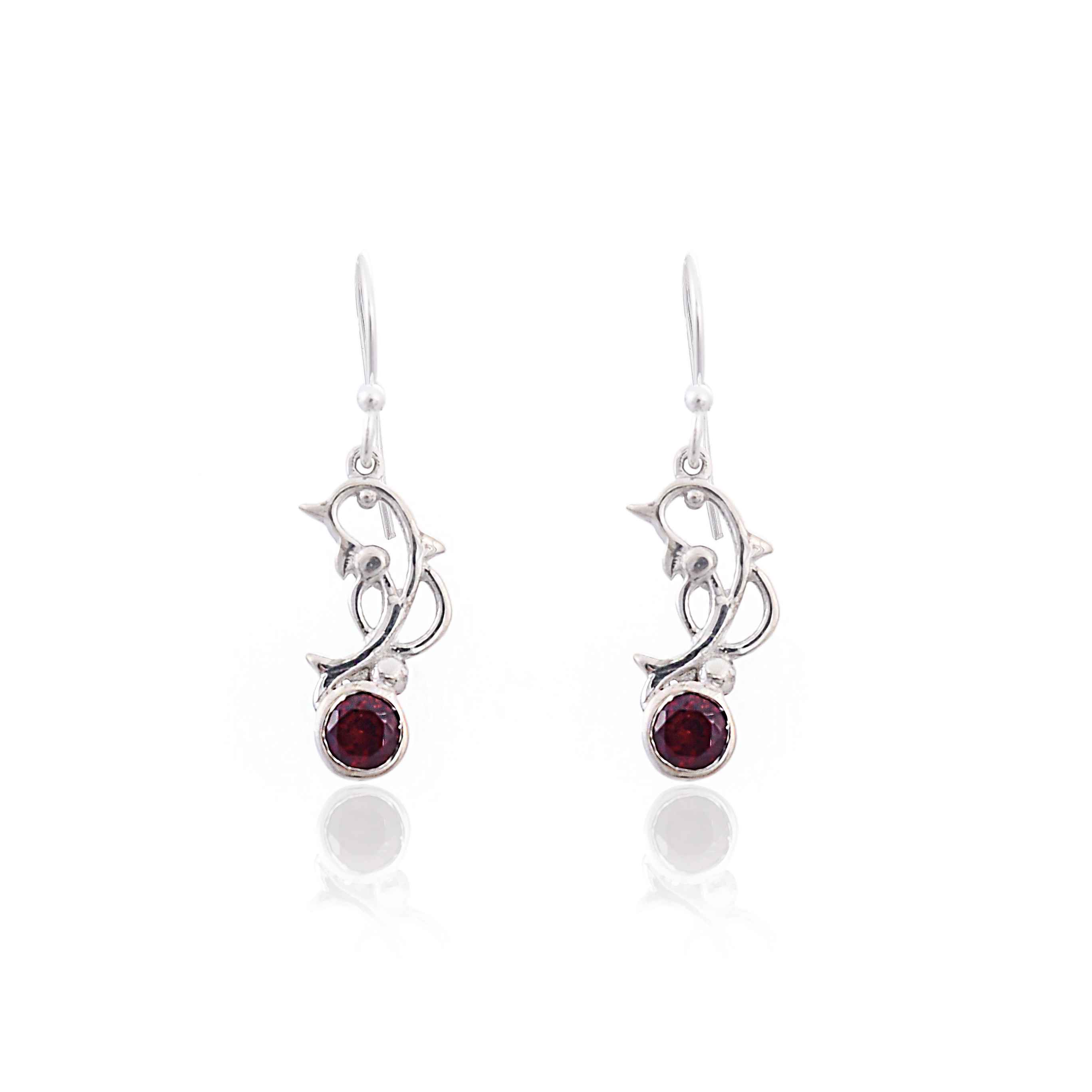 Garnet silver 925 earring :SKU4100