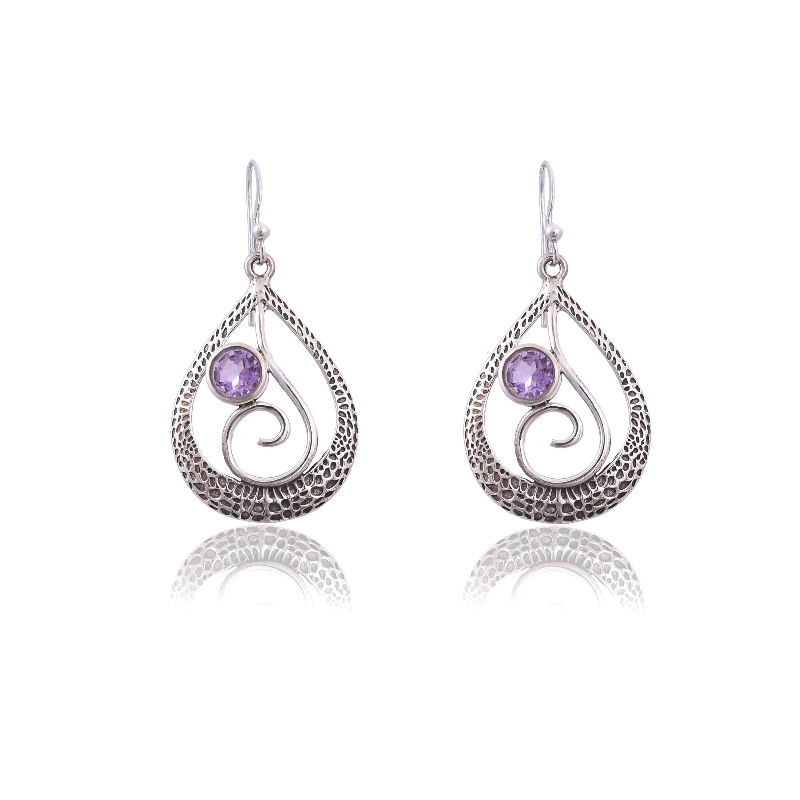 925 Silver Amethyst Earring :SKU4101